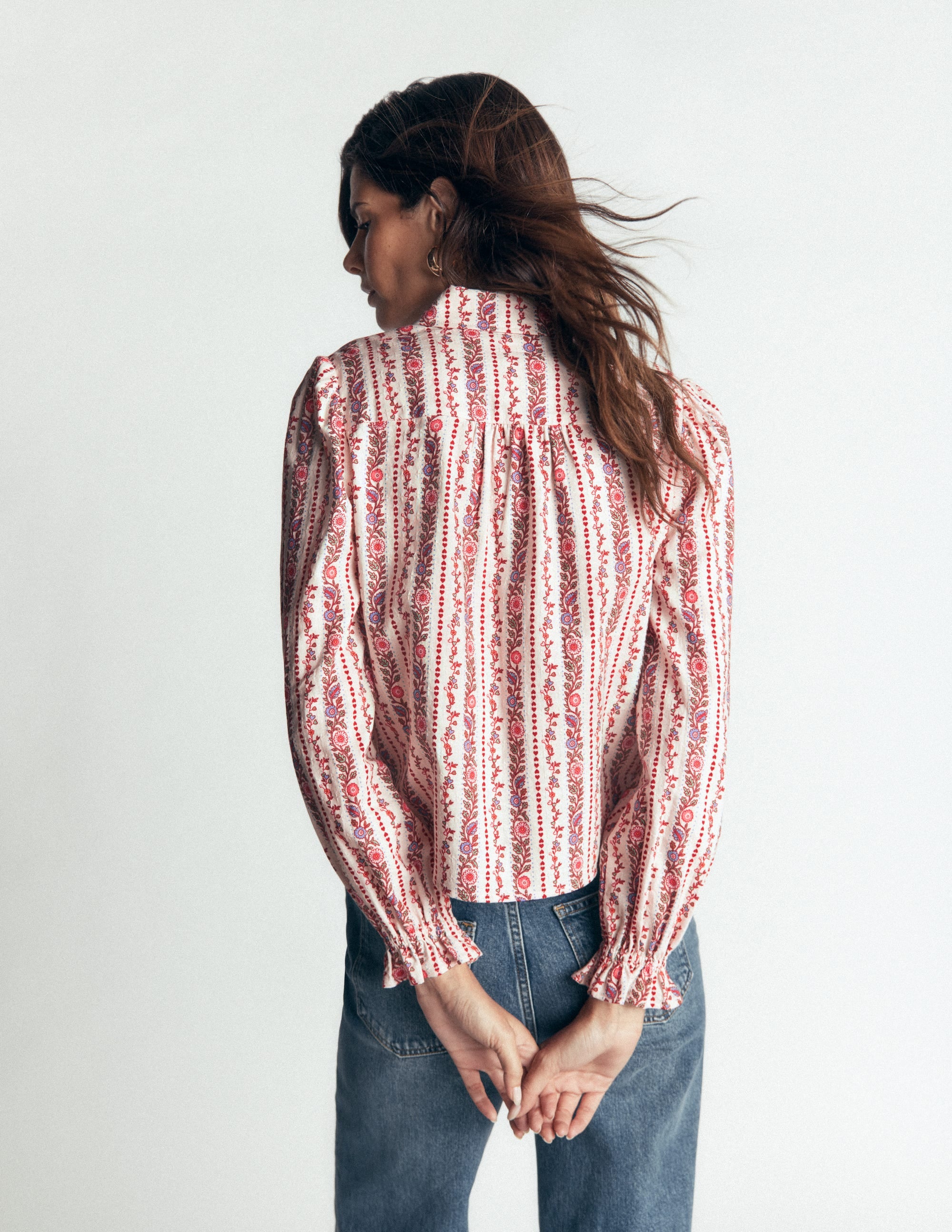 Violet Cotton Top-Soft Cream, Floral Heart Vine - Image 4
