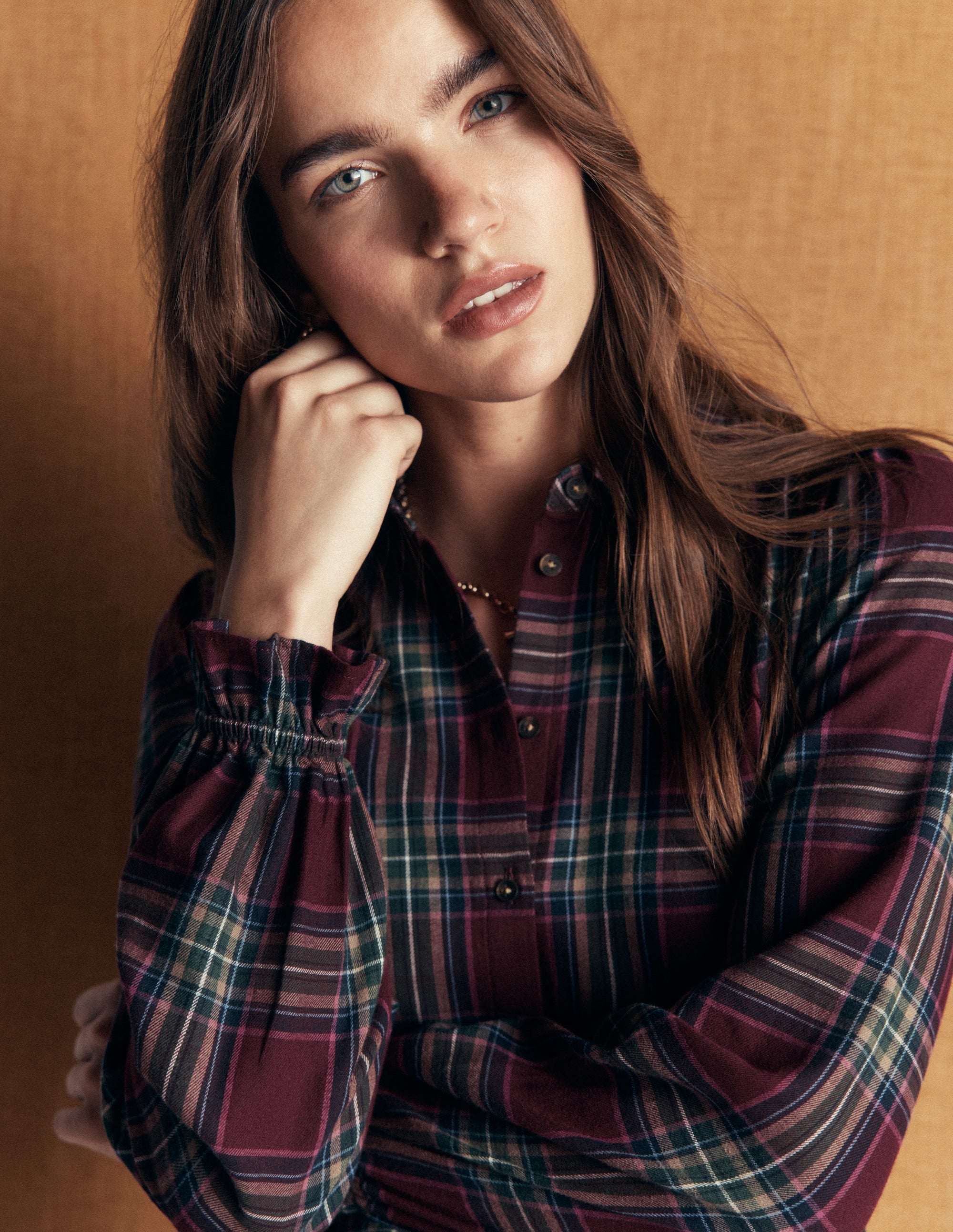 Violet Cotton Top-Maroon and Olive Check - Image 2