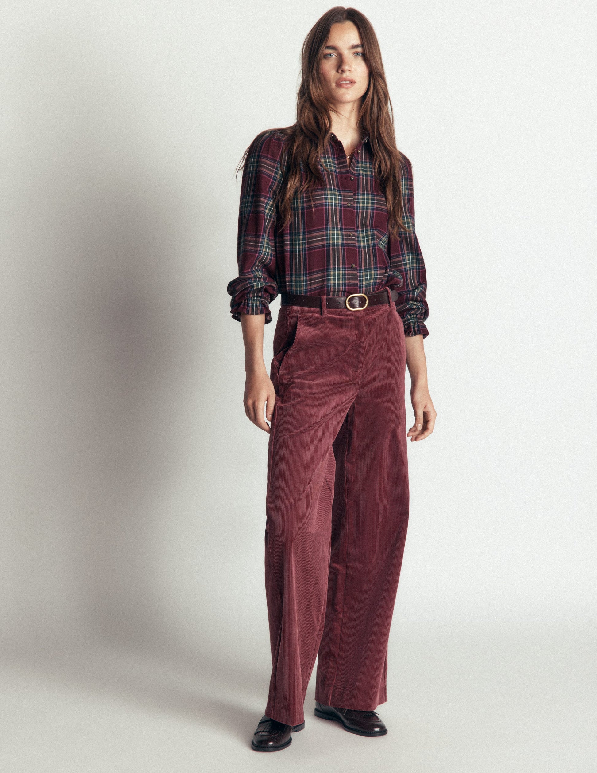 Violet Cotton Top-Maroon and Olive Check-4