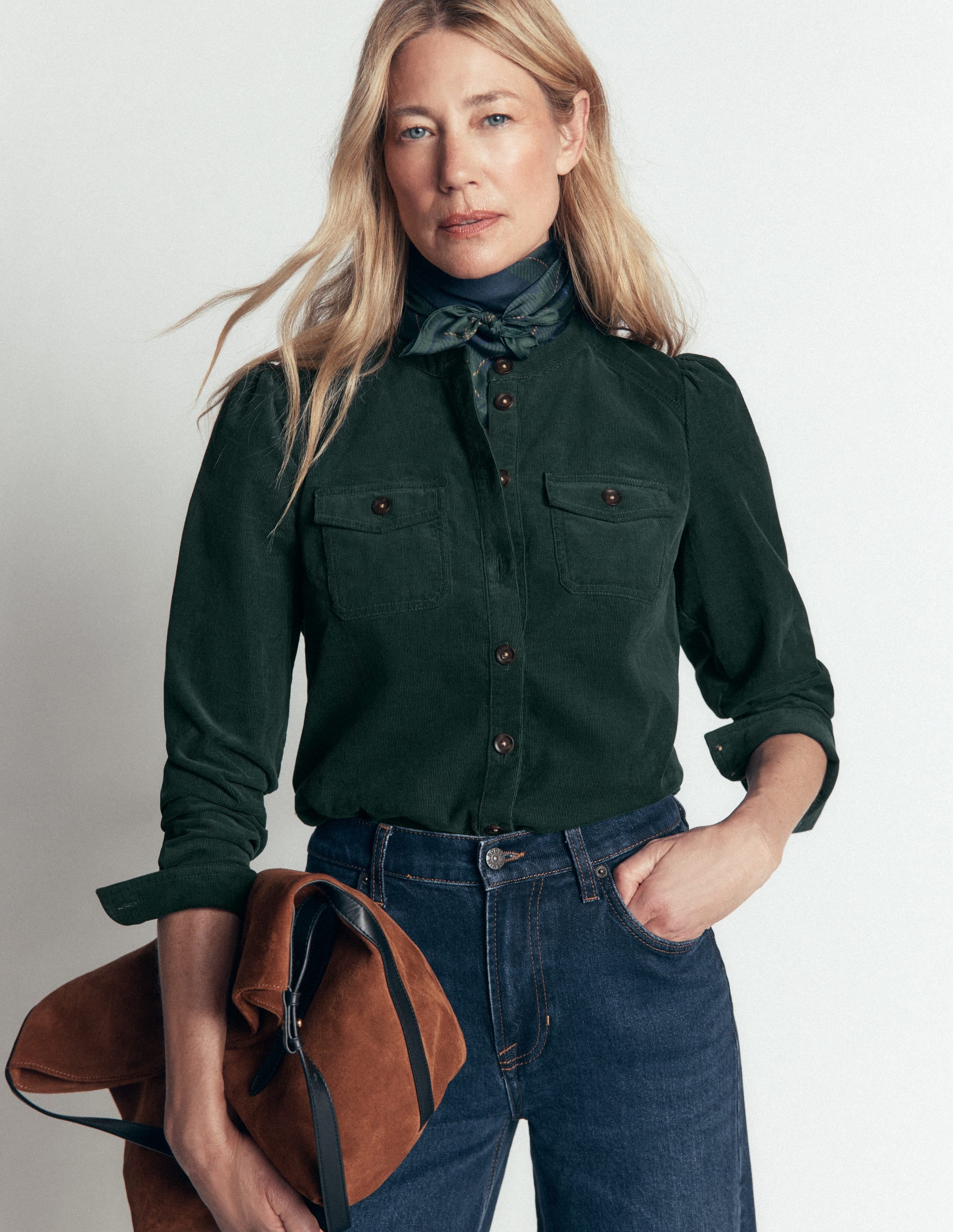 Thea Cord Shirt-Midnight Teal - Image 1