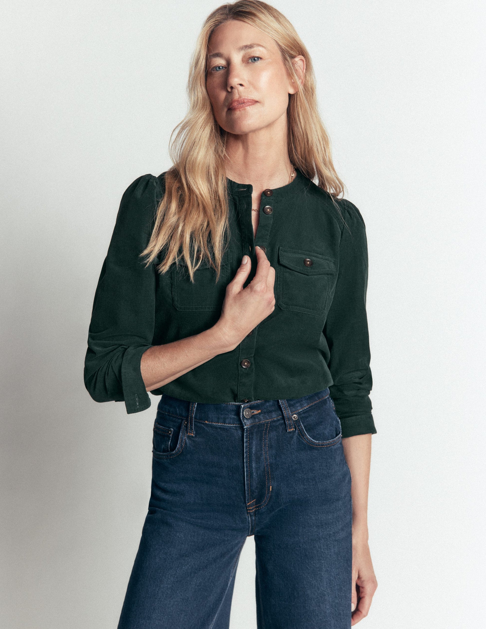 Thea Cord Shirt-Midnight Teal-4