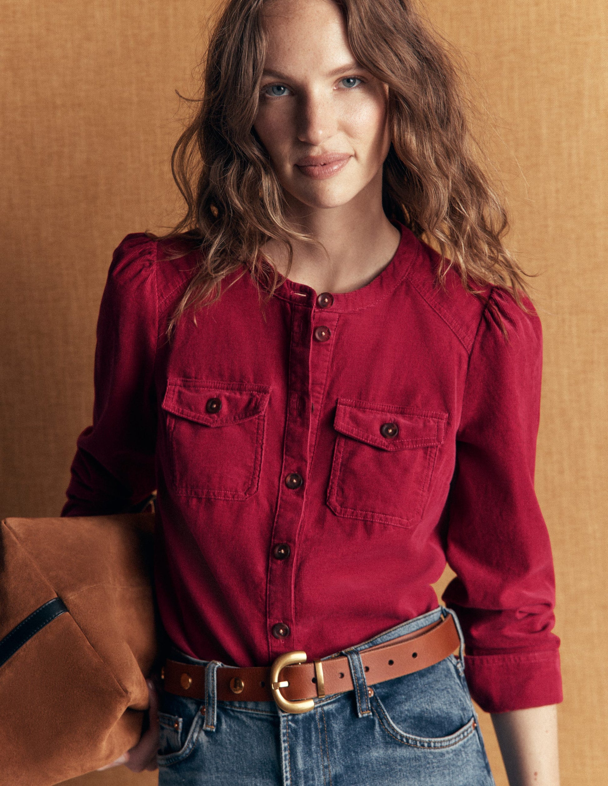 Thea Cord Shirt-Red Earth-1