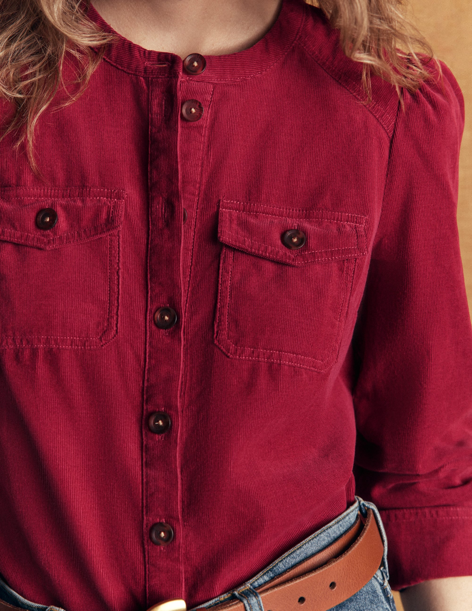 Thea Cord Shirt-Red Earth - Image 2