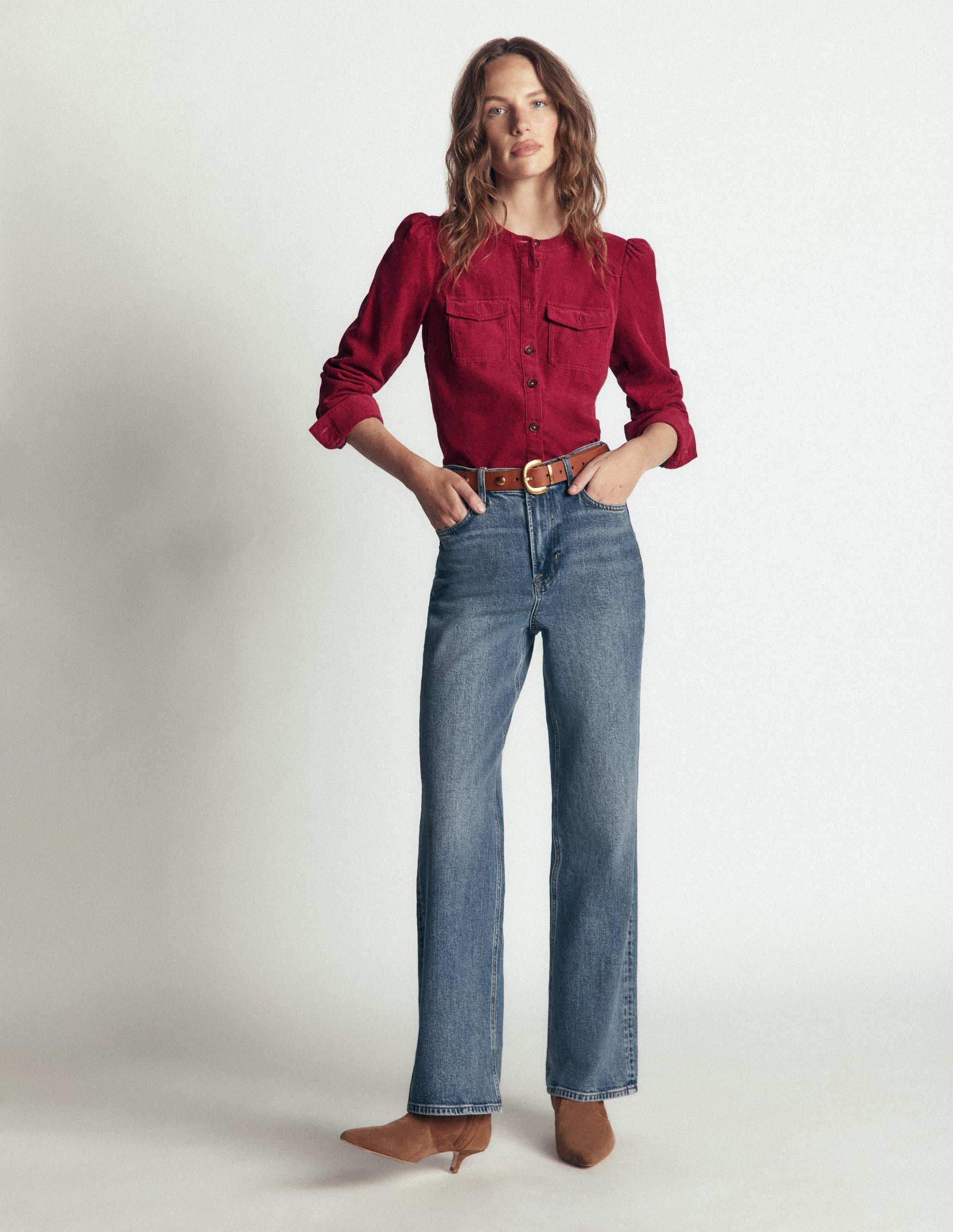 Thea Cord Shirt-Red Earth-4