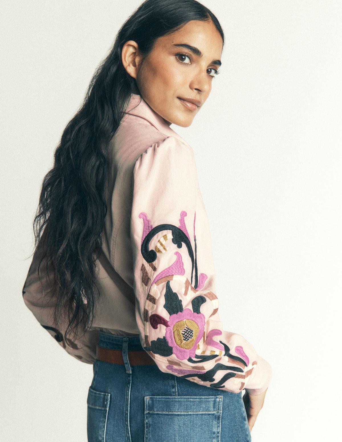 Sky Cord Shirt-Almond Milk, Embroidered-3