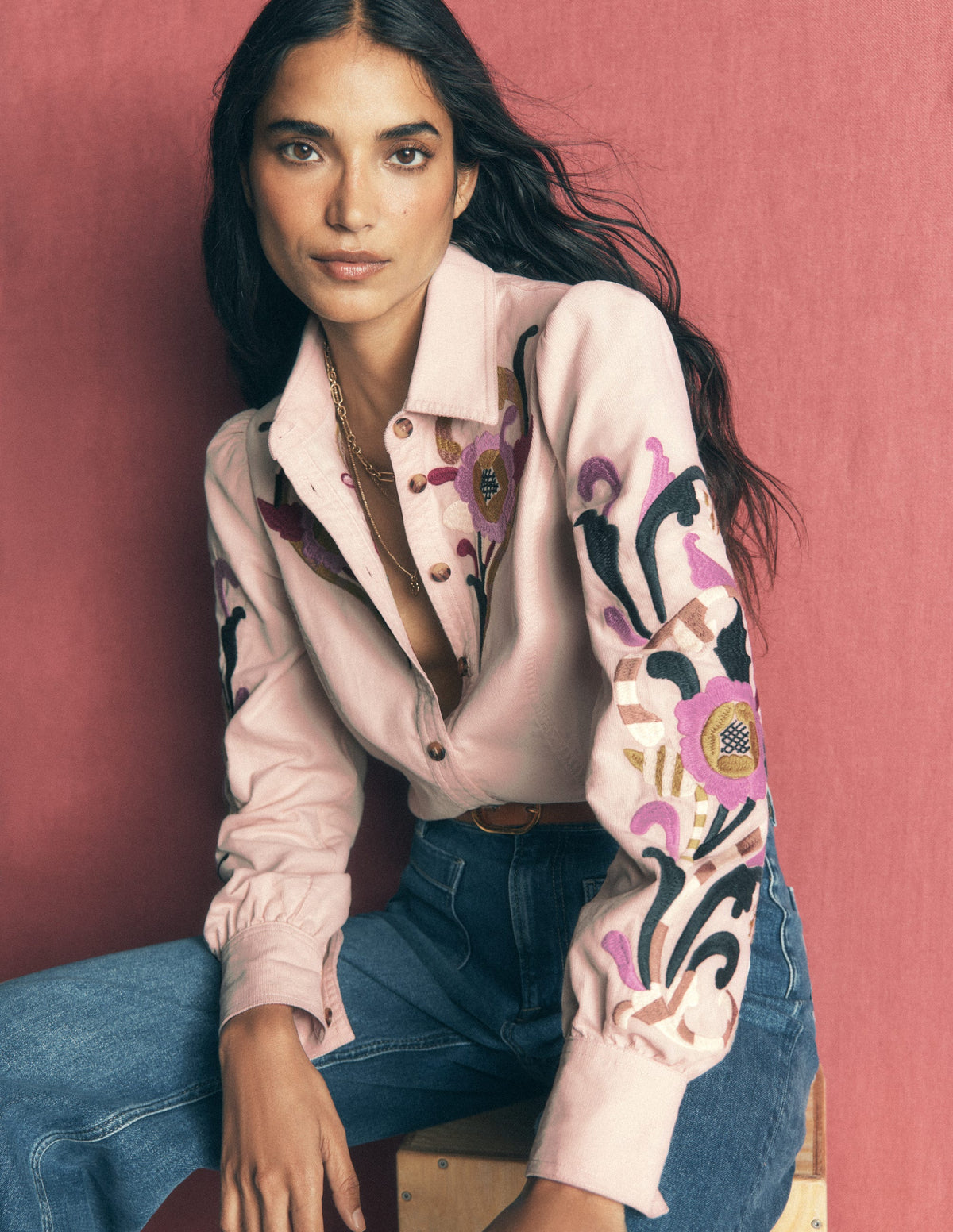 Sky Cord Shirt-Almond Milk, Embroidered-5