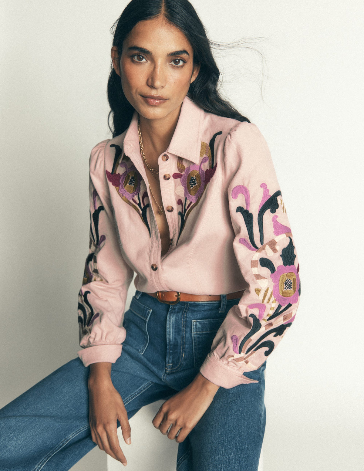 Sky Cord Shirt-Almond Milk, Embroidered-6