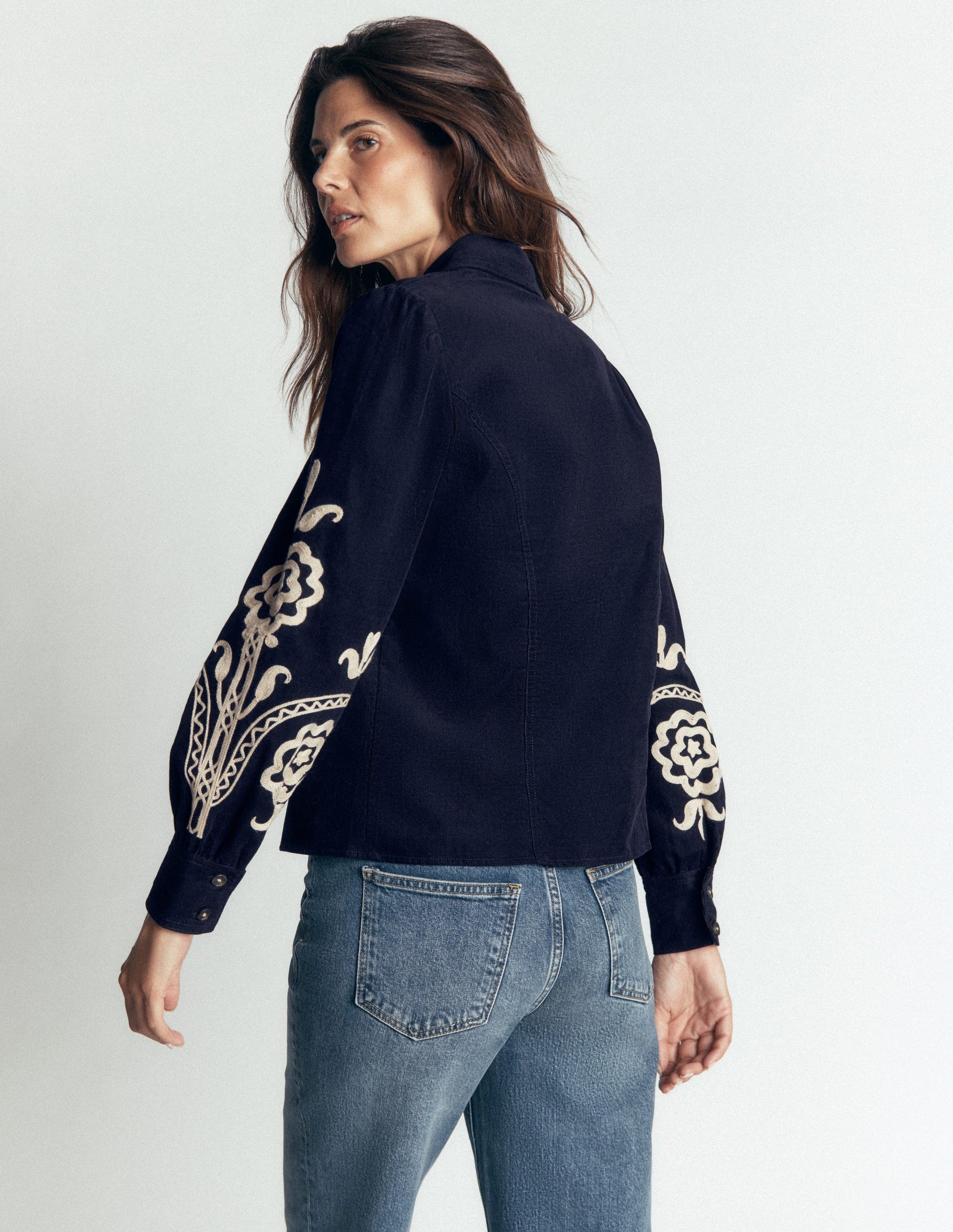 Sky Cord Shirt-Navy, Embroidered-3