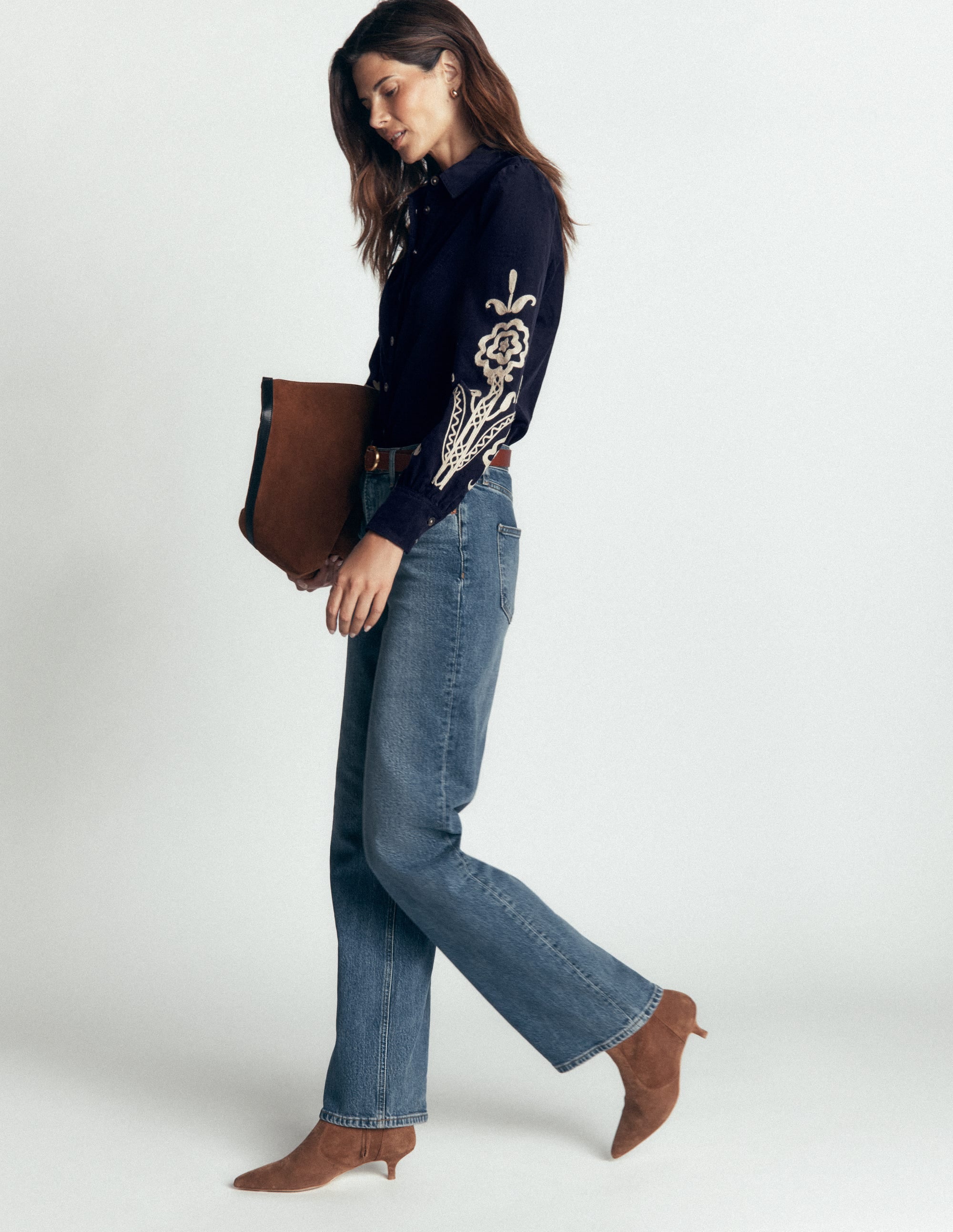Sky Cord Shirt-Navy, Embroidered - Image 4