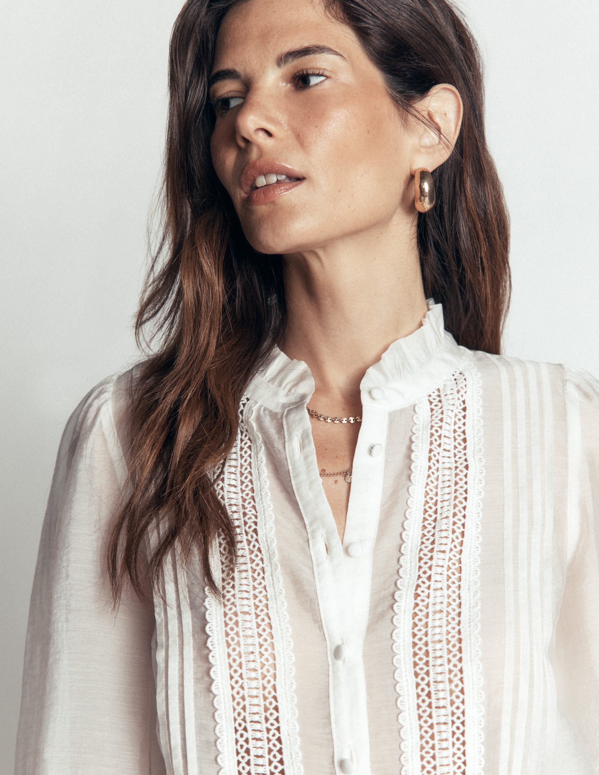 Lace Trim Top - Ivory | Boden USA