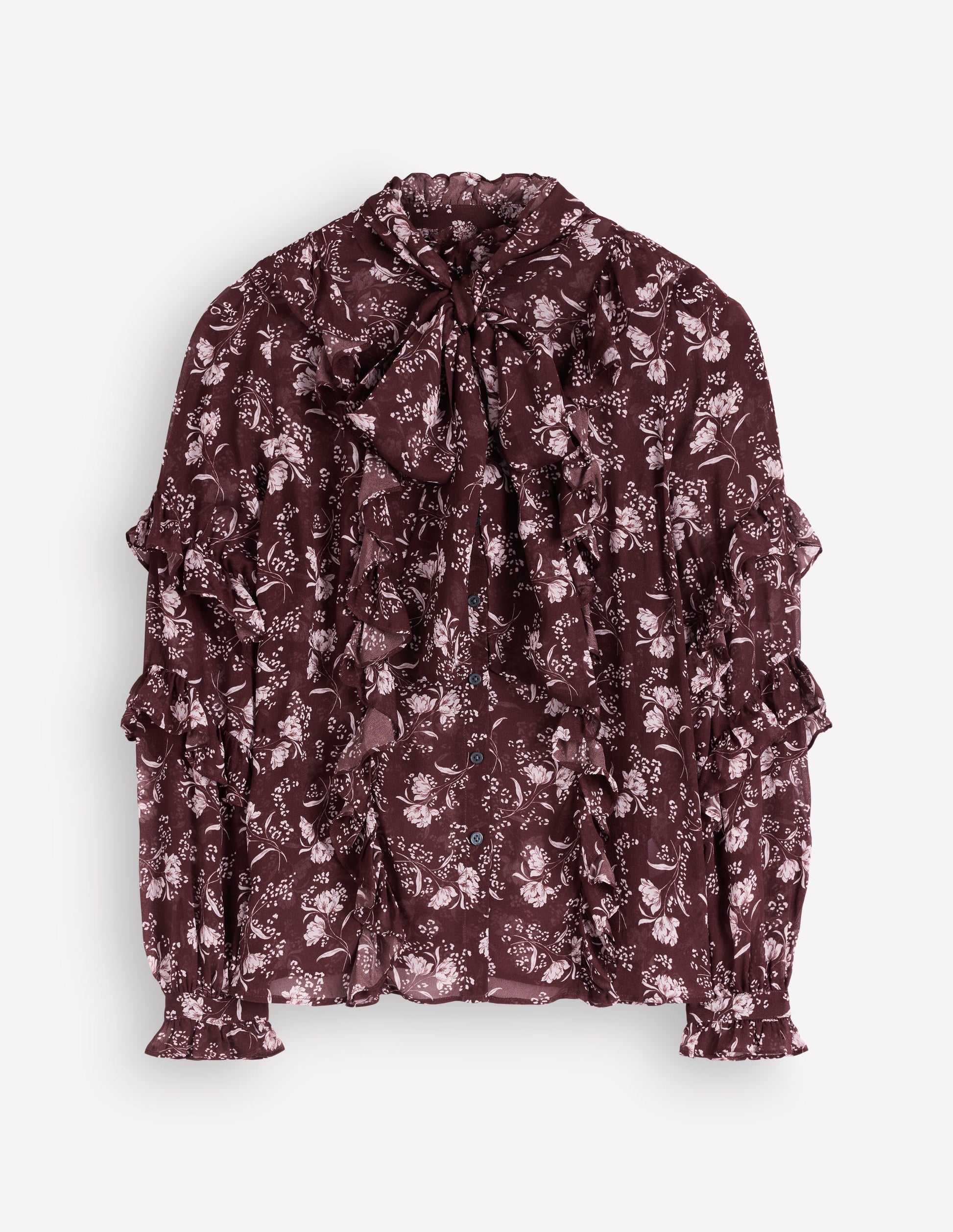 Ruffled Georgette Top-Chocolate, Enchanted Sprigs-8