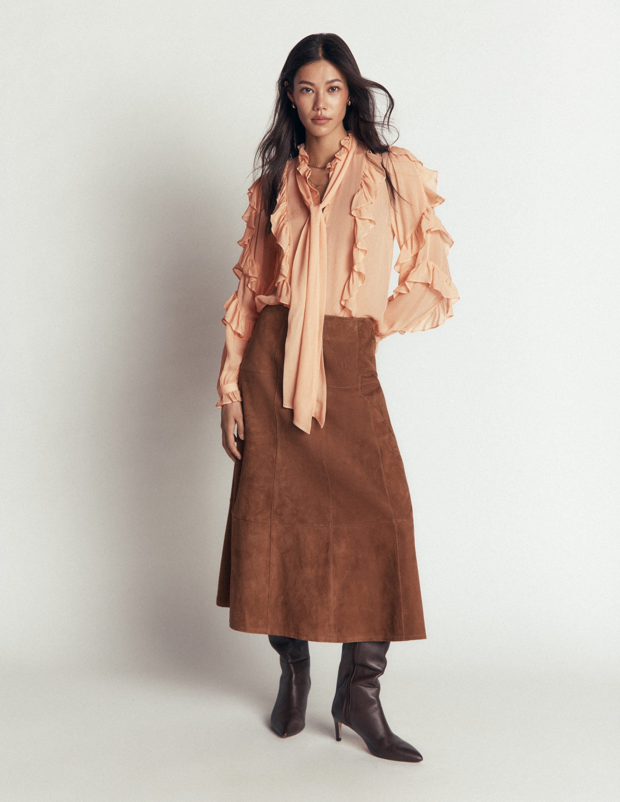 Ruffled Georgette Top-Soft Peach - Image 6