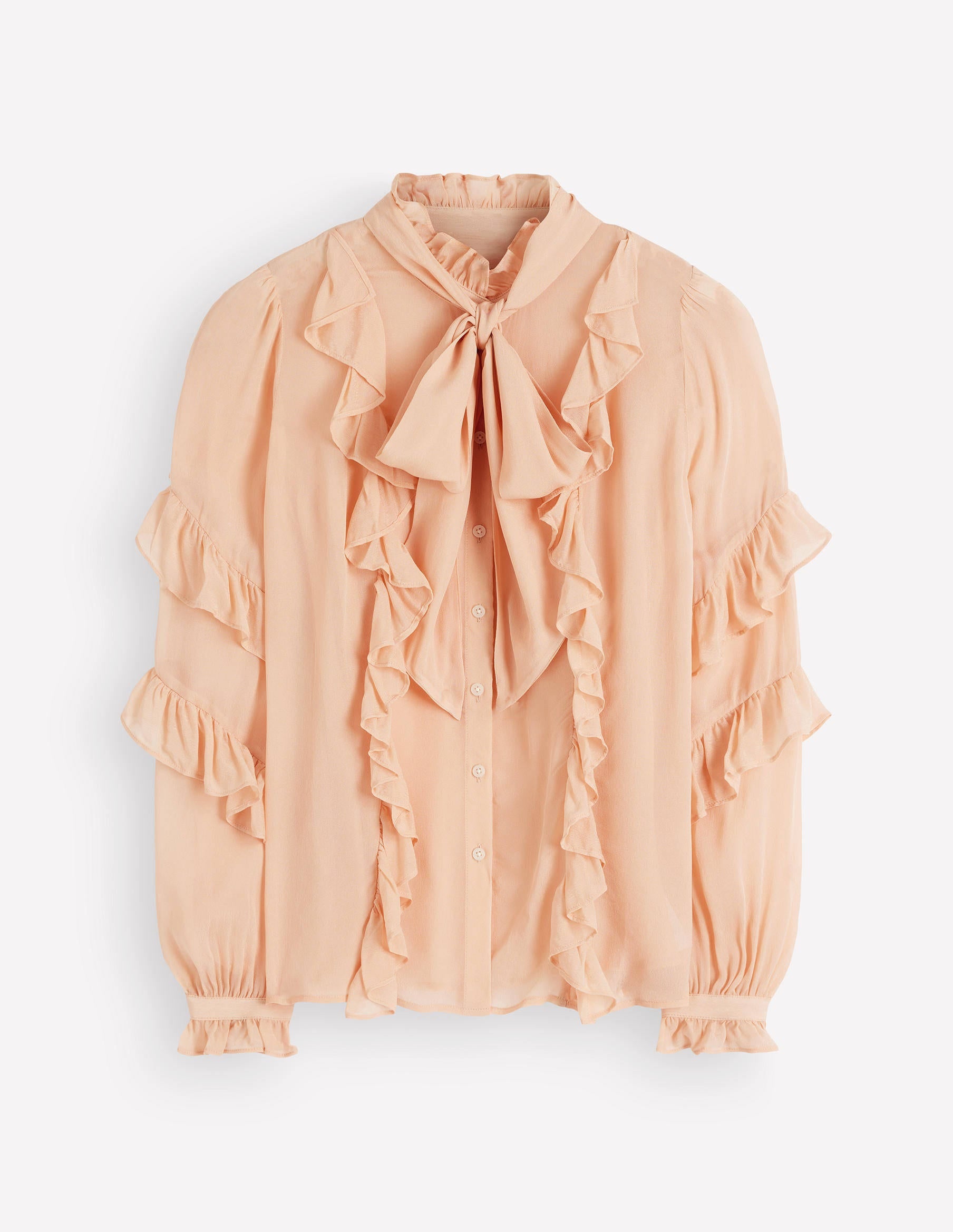 Ruffled Georgette Top-Soft Peach-8