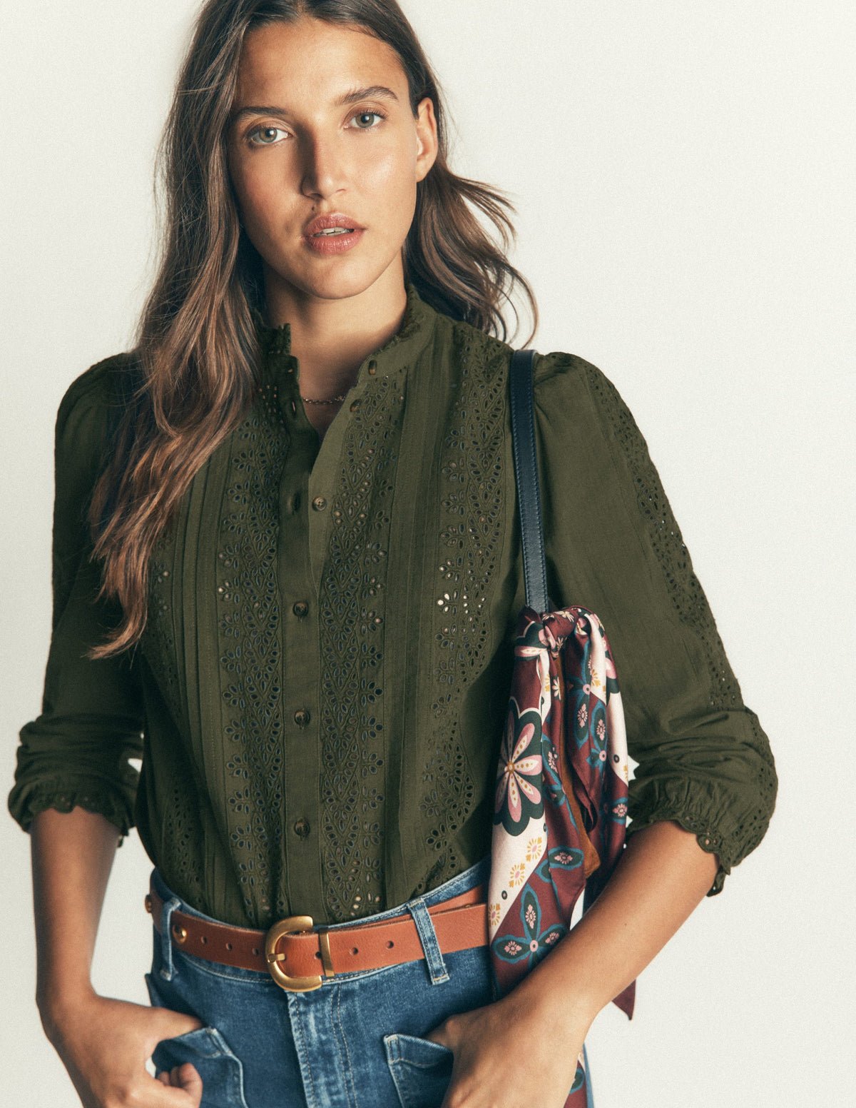 Broderie Cotton Top-Scarab - Image 1