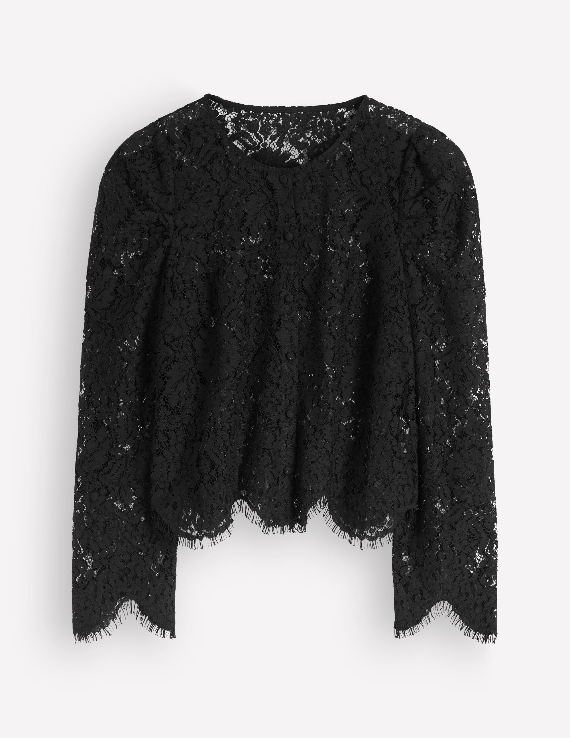 Lace Puff Sleeve Top-Black - Image 6