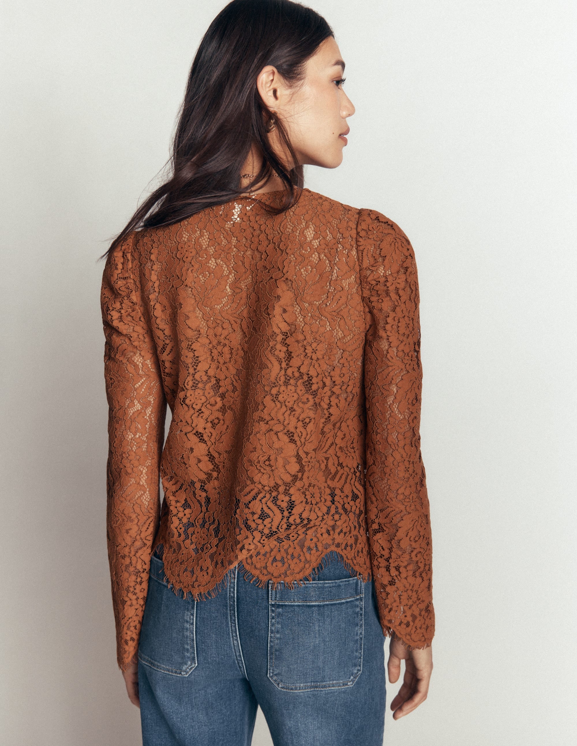 Lace Puff Sleeve Top-Ginger - Image 3