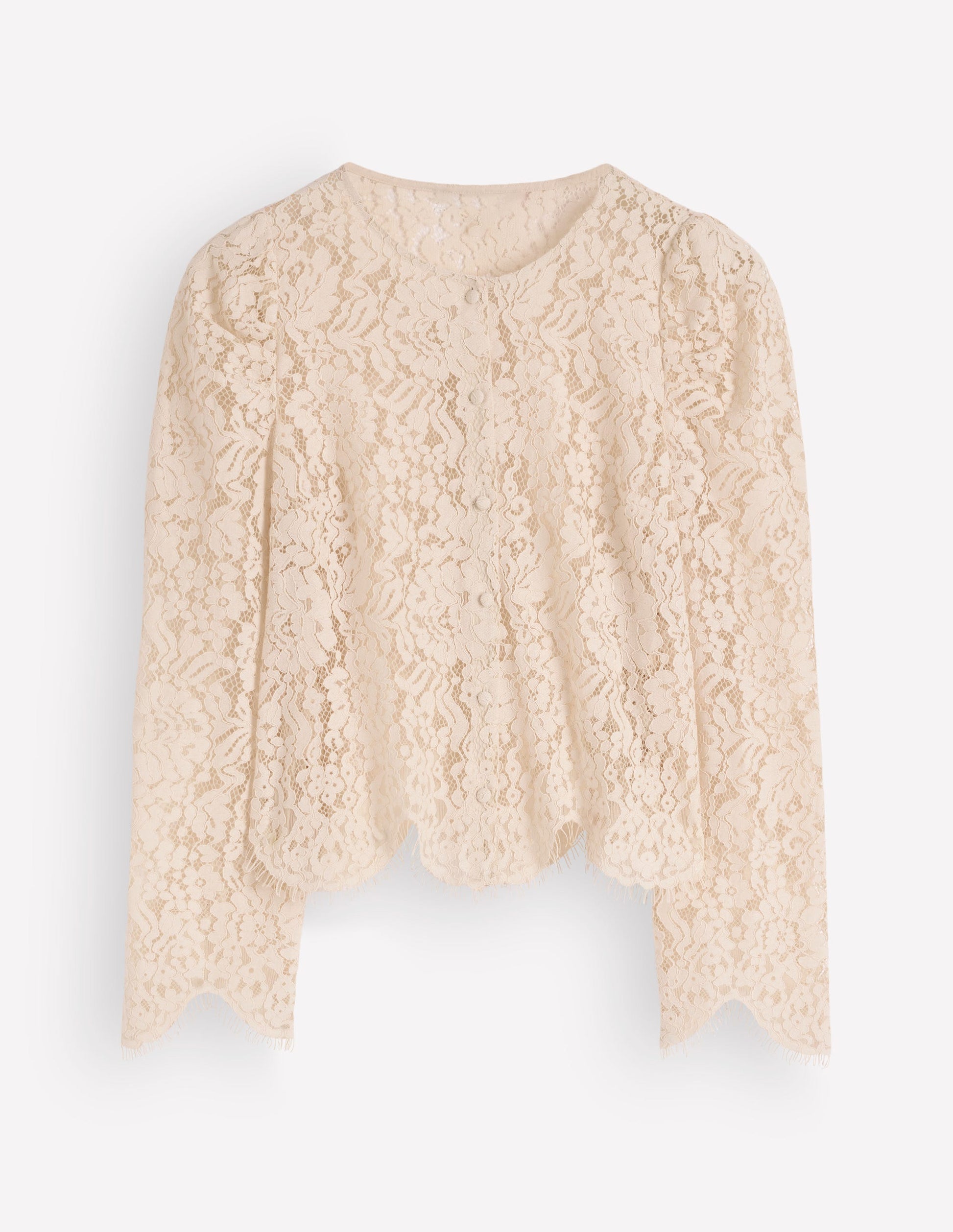Lace Puff Sleeve Top-Warm Ivory-6