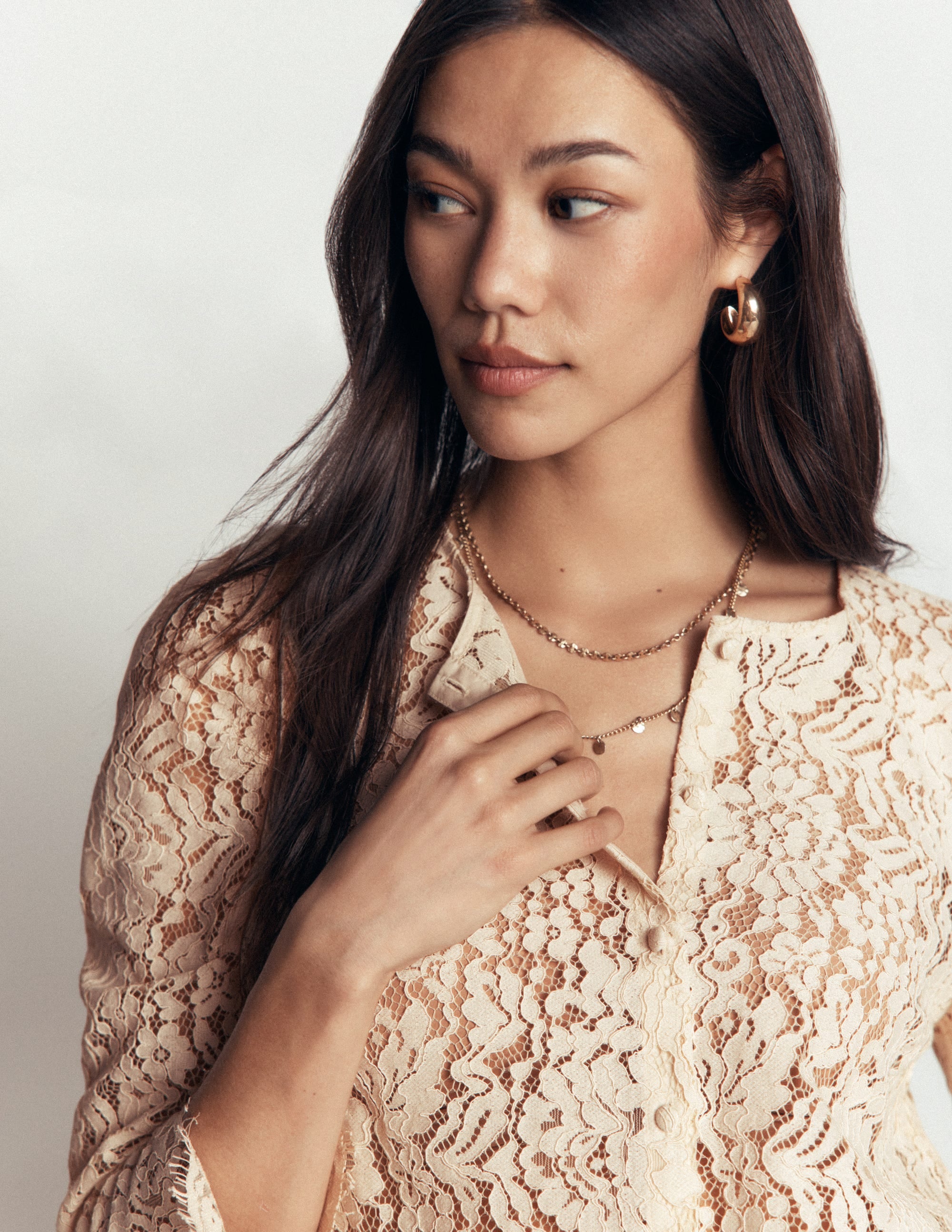 Lace Puff Sleeve Top-Warm Ivory - Image 3