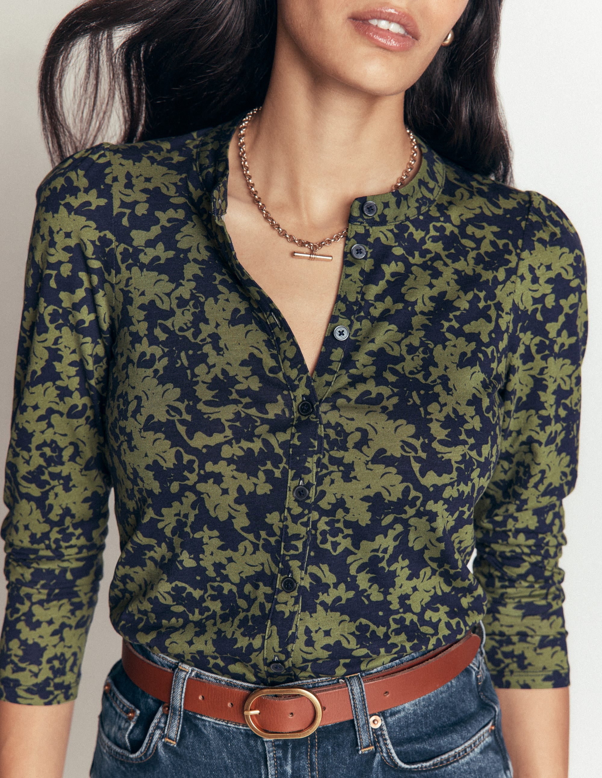 Supersoft Puff Sleeve Shirt-Sprayed leaf - Image 2