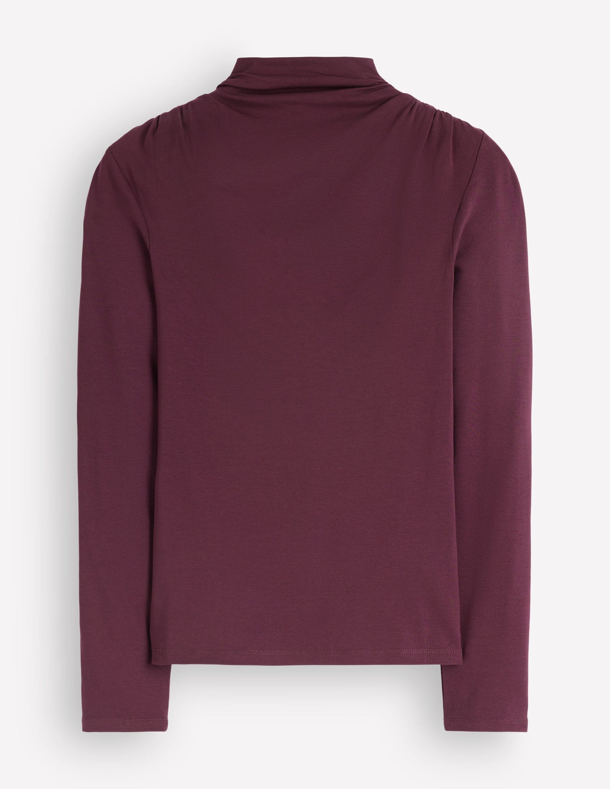 Ruched Neck Long Sleeve-Dark Cherry-5