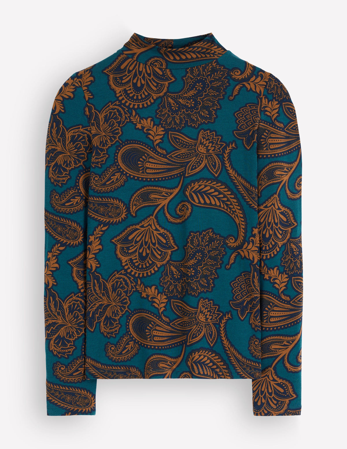 High Neck Jersey Top-Legion Blue, Paisley Bouquet - Image 5