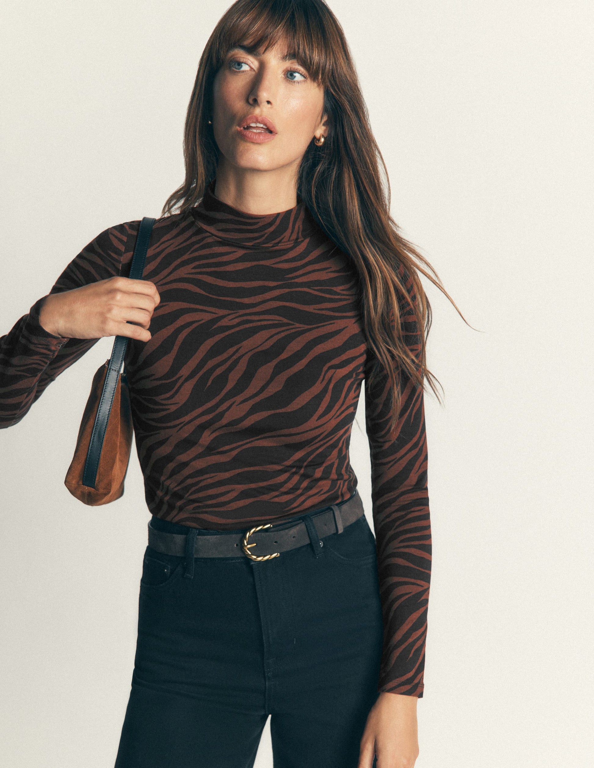 High Neck Long Sleeve-Potting Soil, Zebra Swirl-1