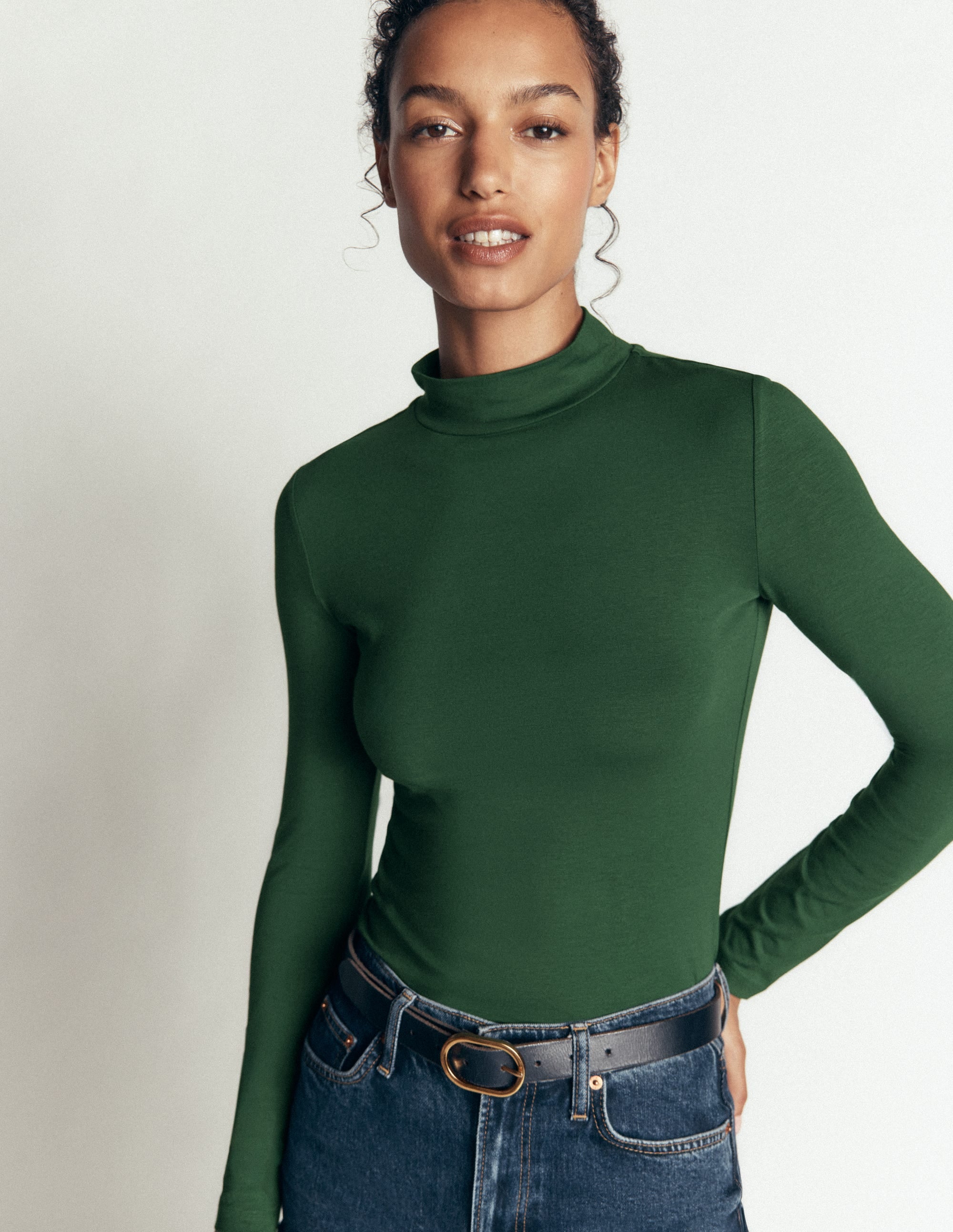 High Neck Long Sleeve-Dark Green - Image 1