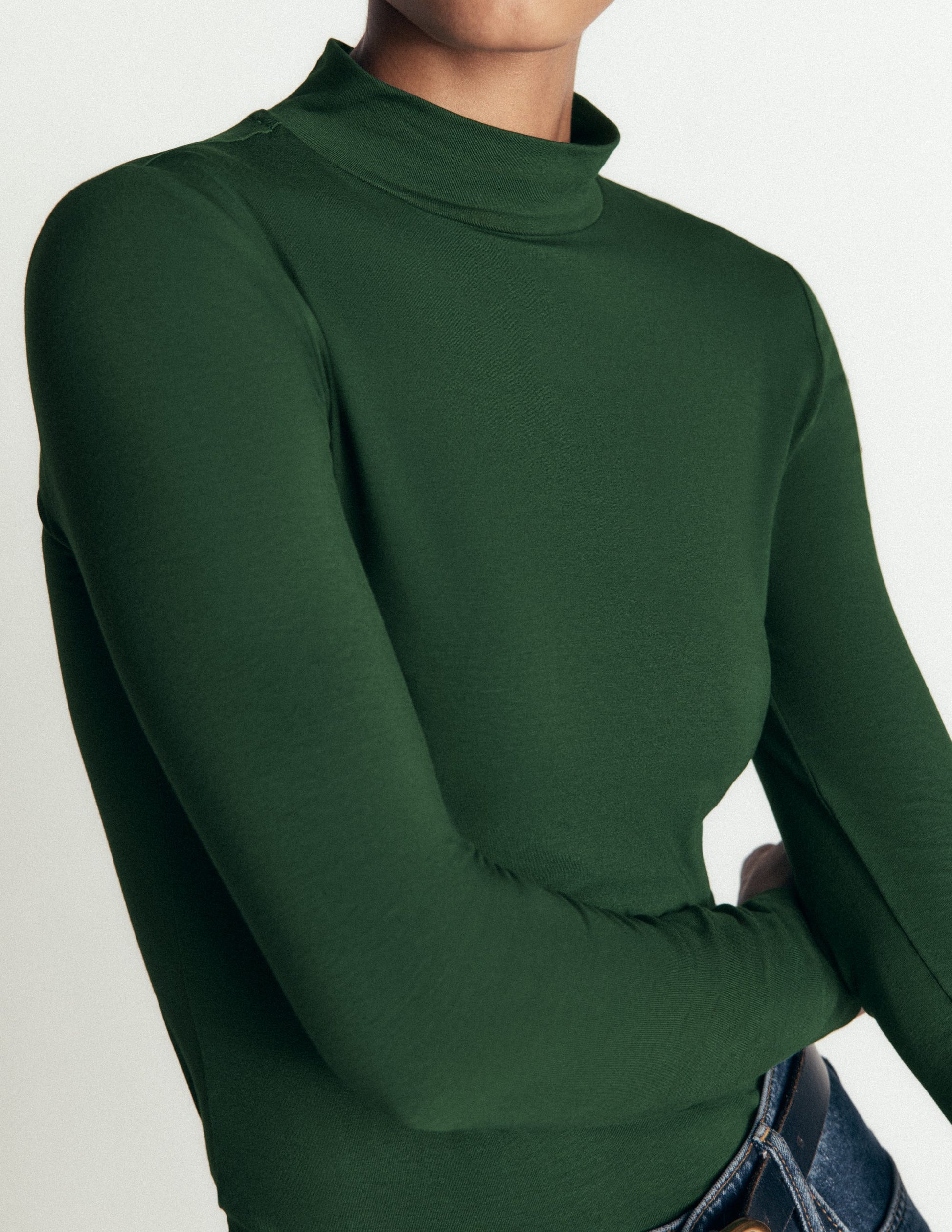 High Neck Long Sleeve-Dark Green-2