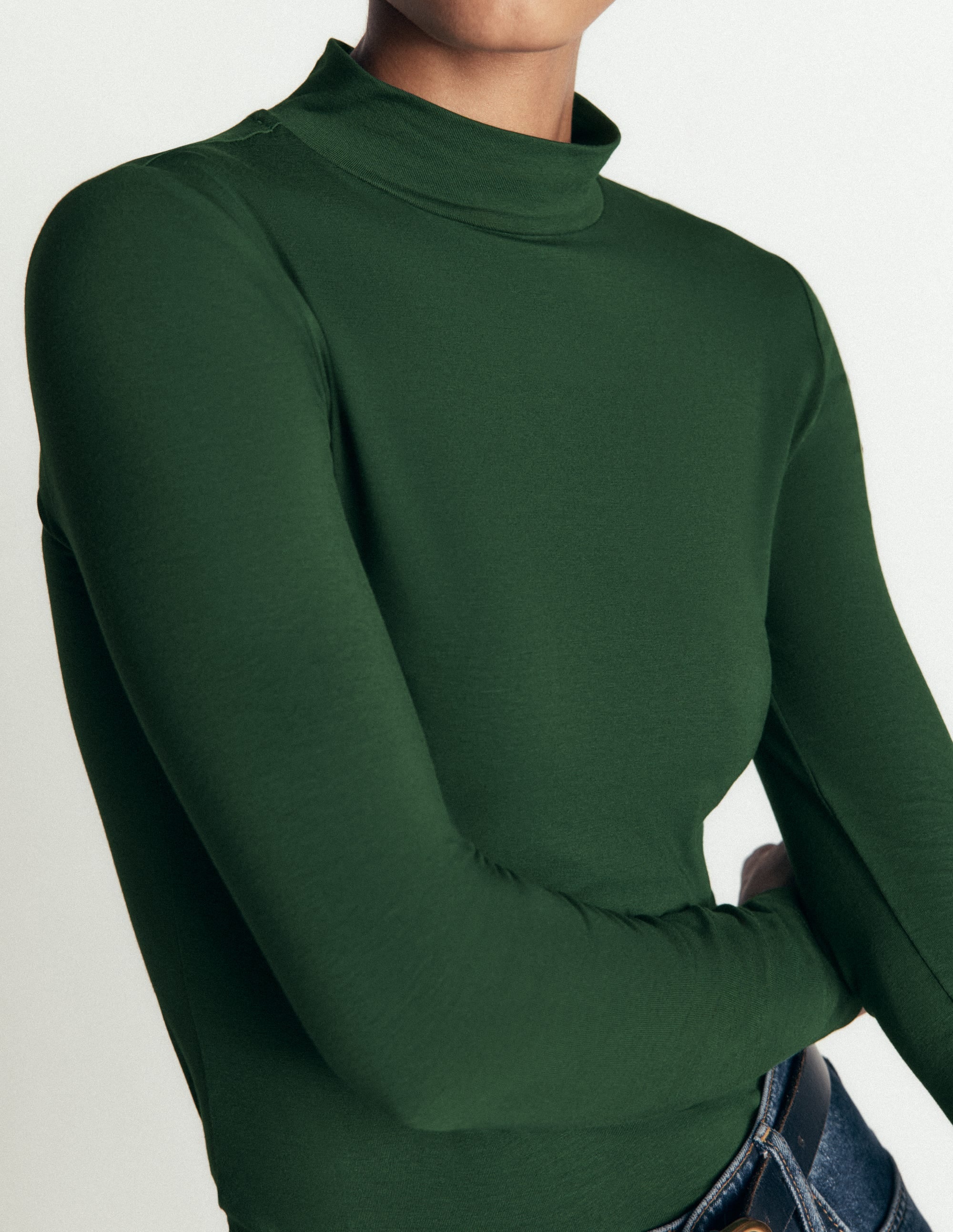 High Neck Long Sleeve-Dark Green - Image 2