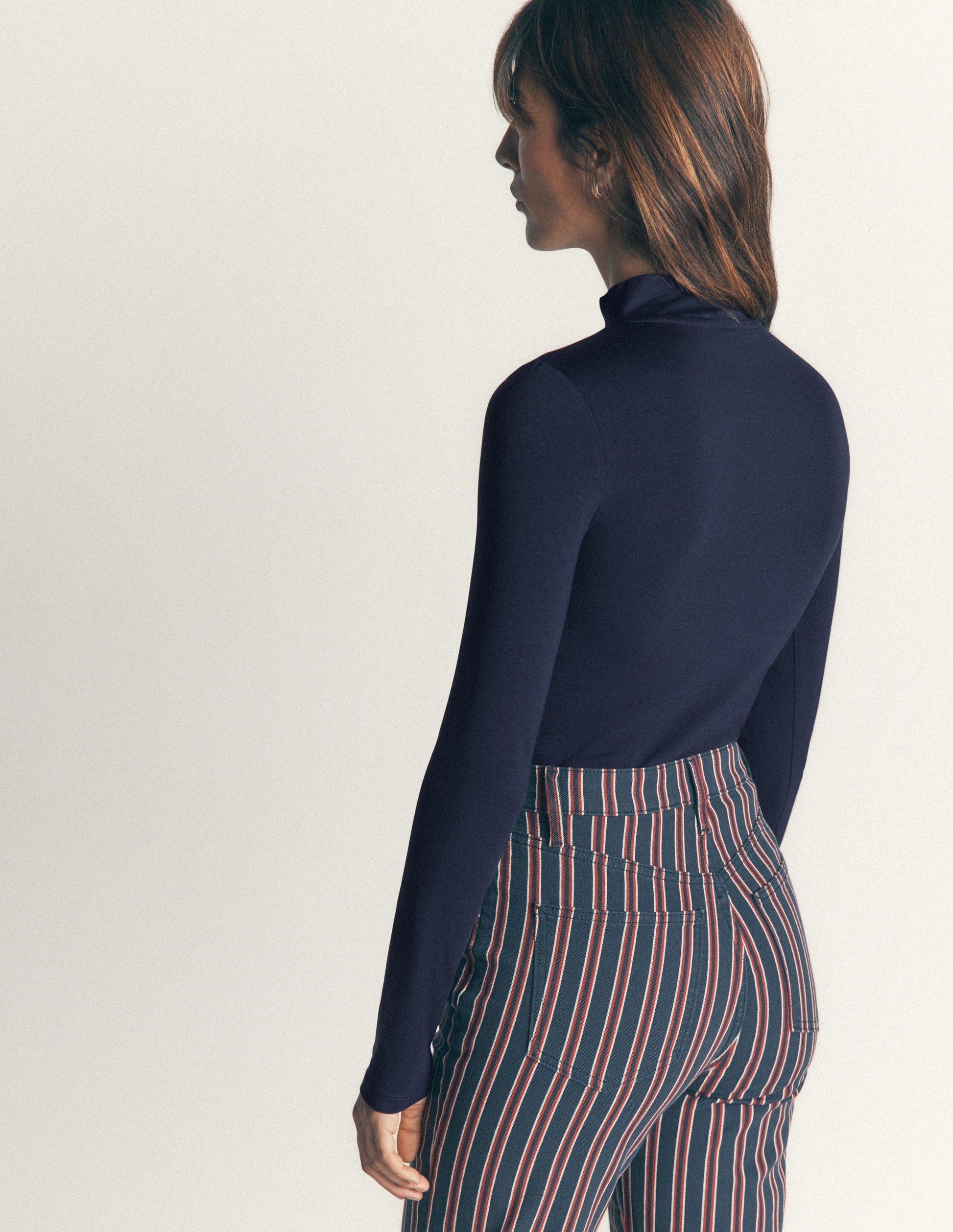 High Neck Long Sleeve-Navy-3