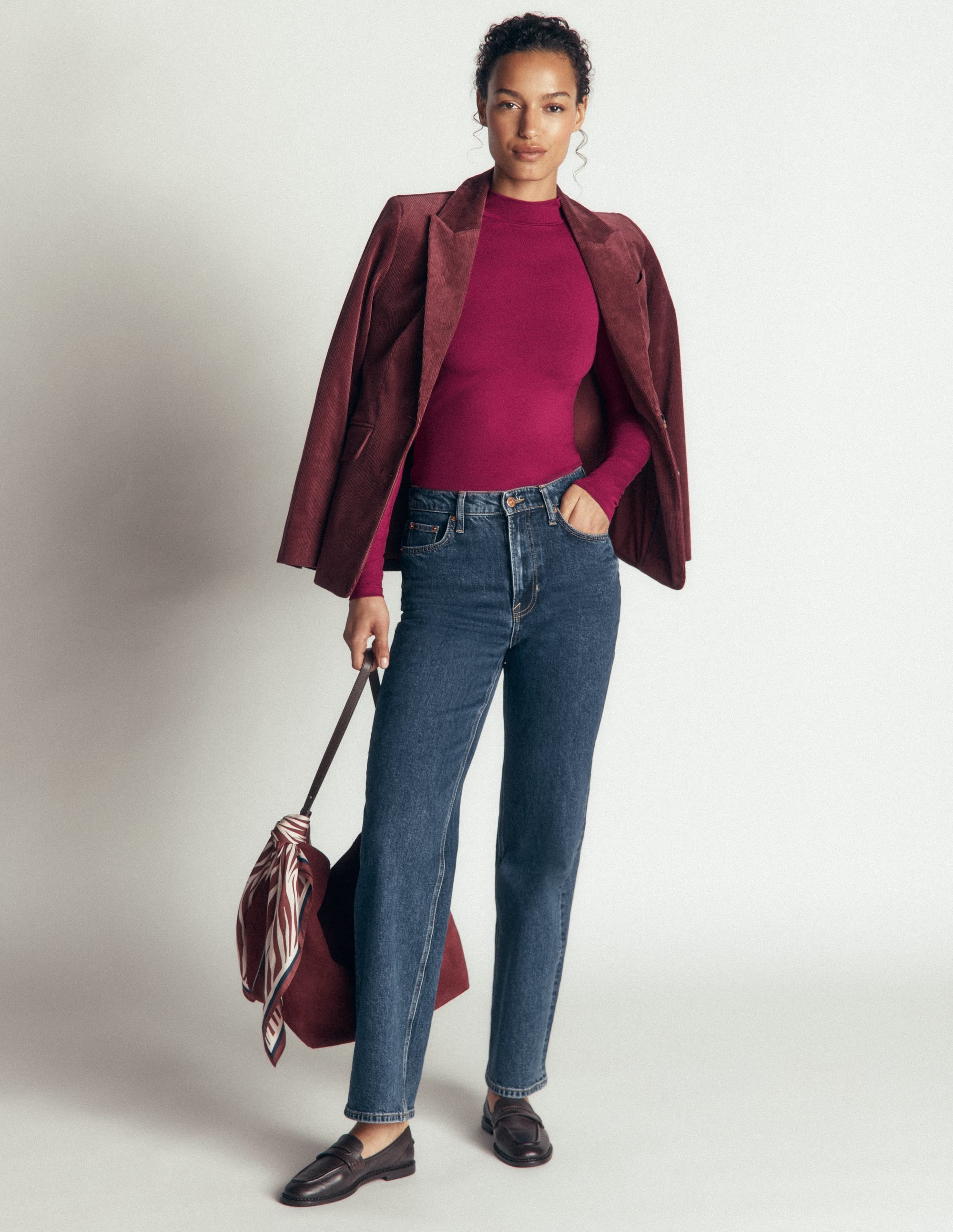 High Neck Long Sleeve-Beet Red - Image 4