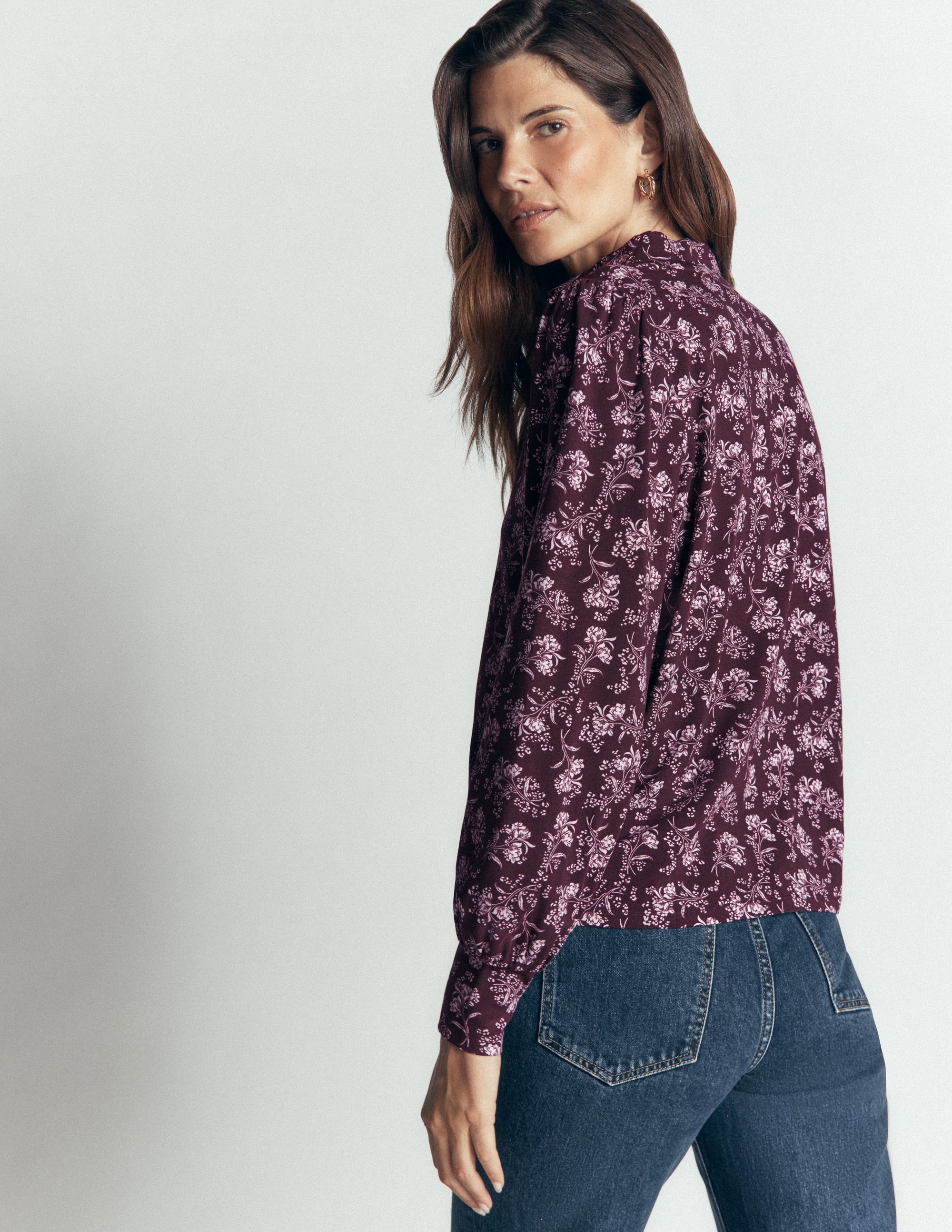 Deep Cuff Half Placket Blouse-Fudge, Enchanted Sprigs - Image 4