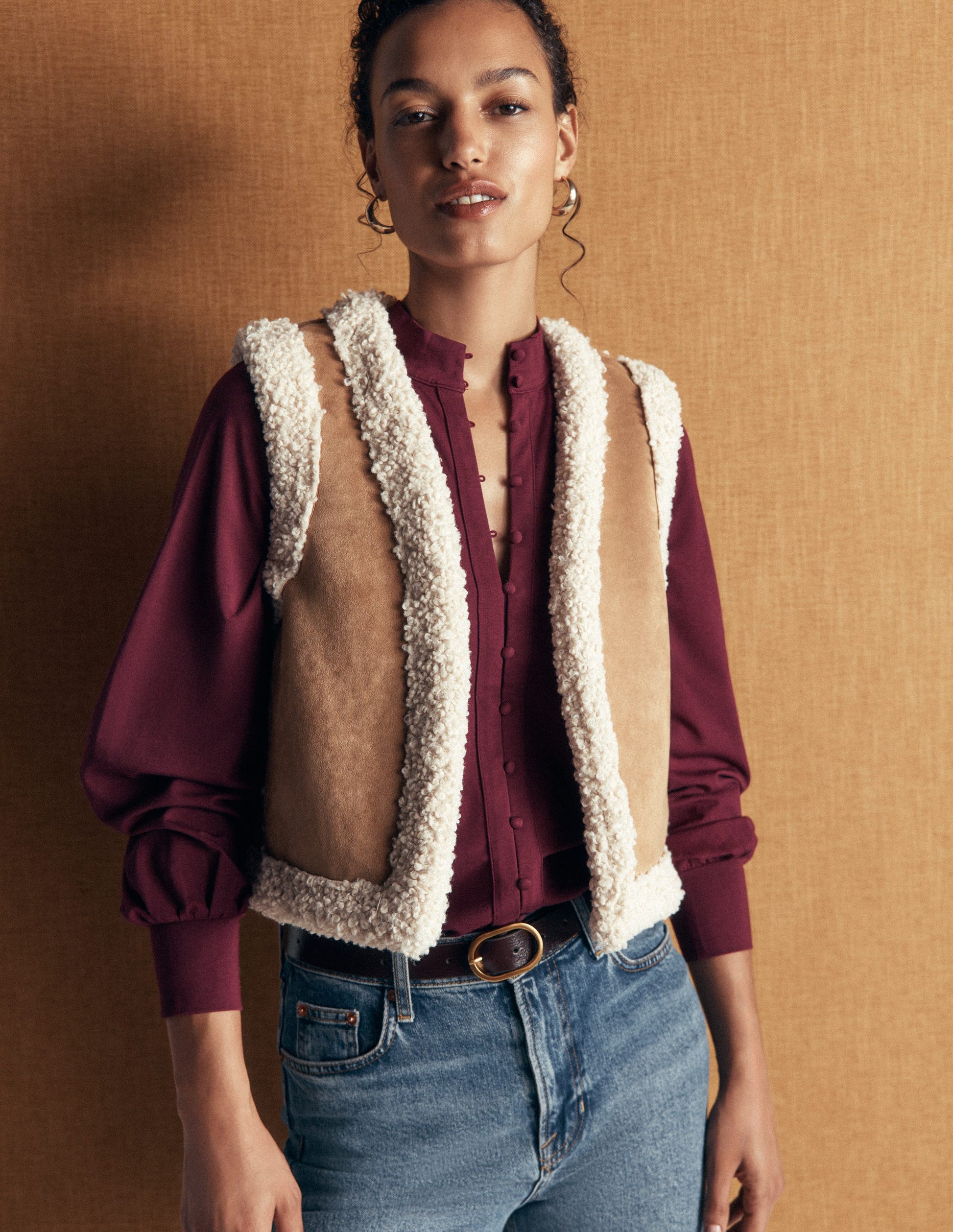 Deep Cuff Half Placket Blouse-Deep Wisteria-1