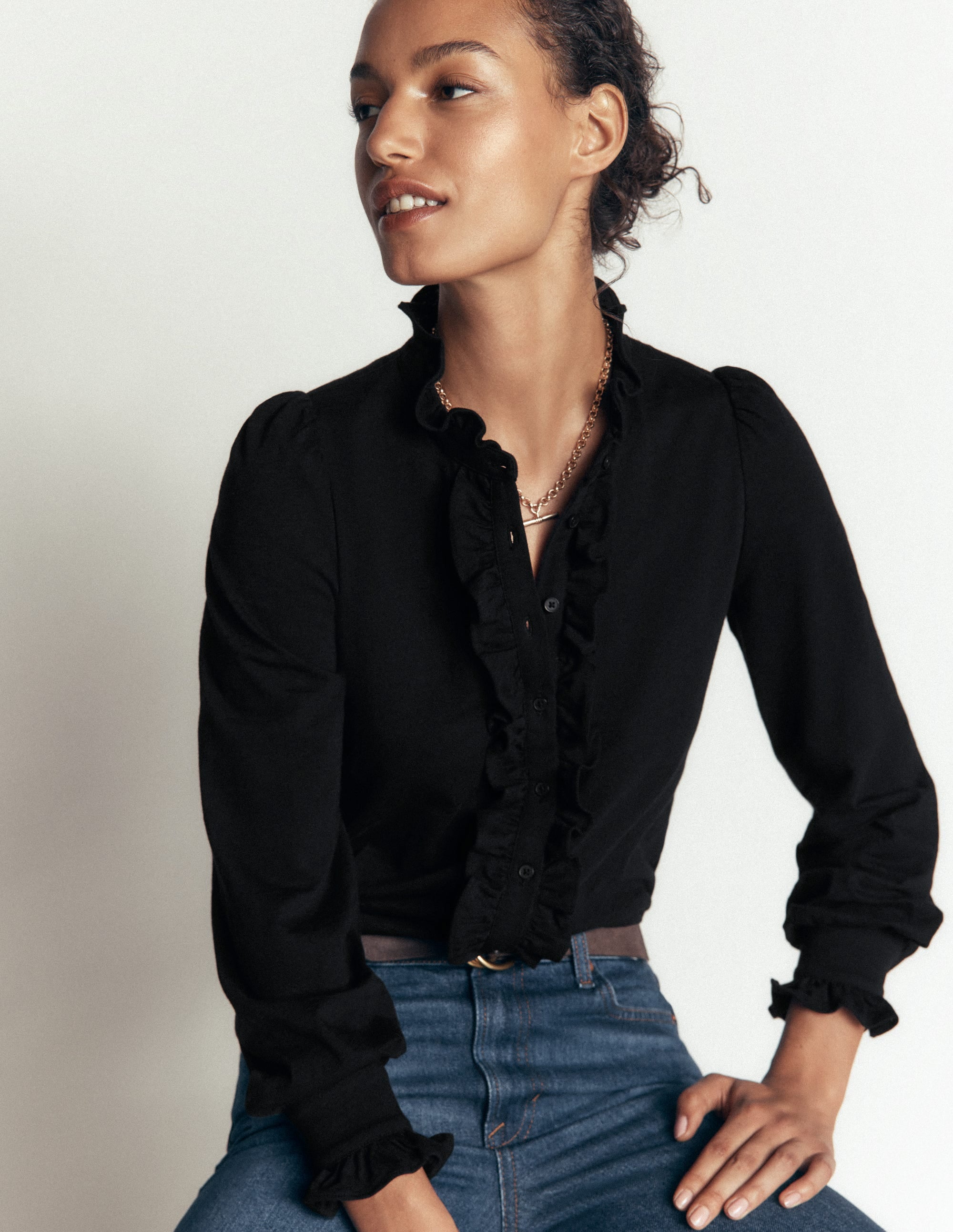 Mega Frill Blouse-Black - Image 1