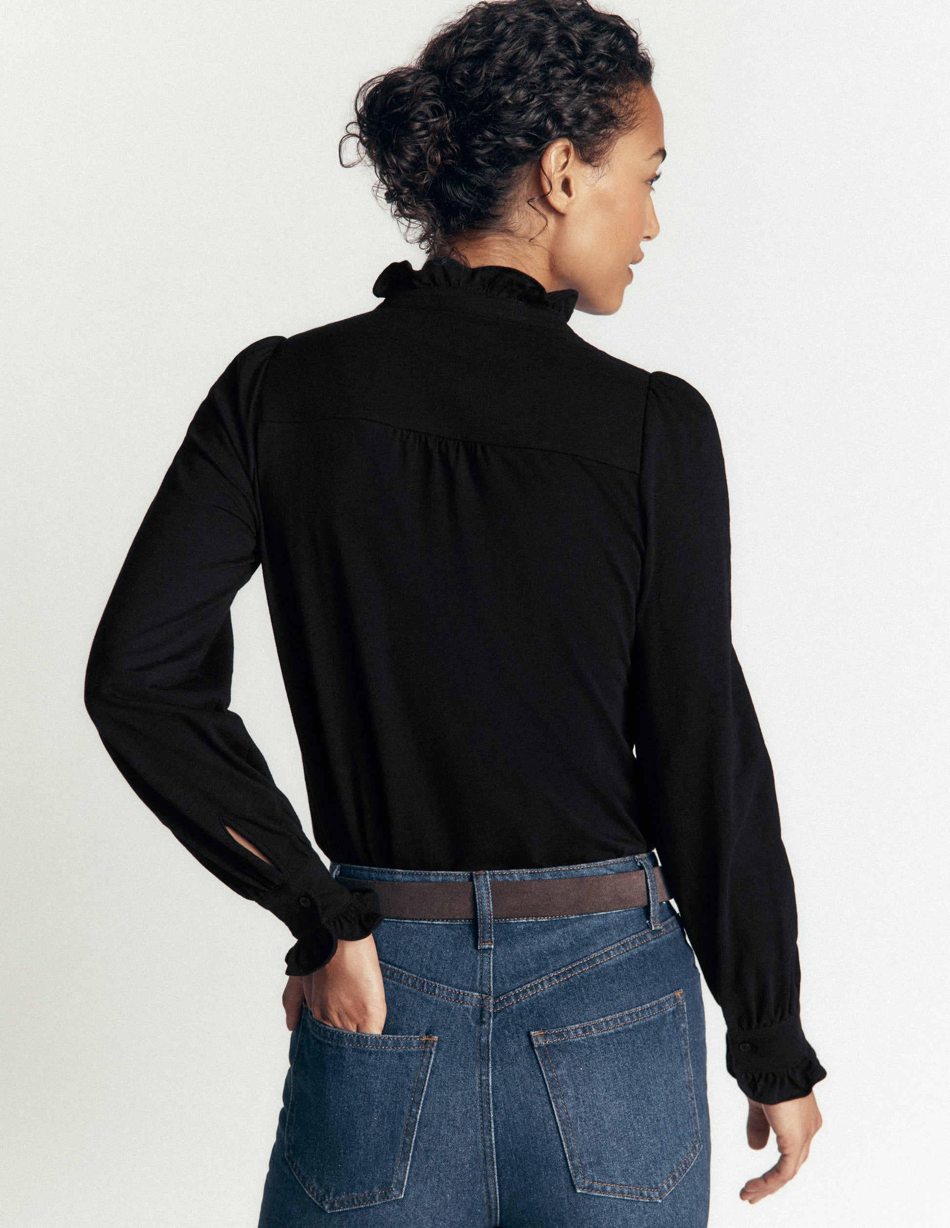 Mega Frill Blouse-Black-3