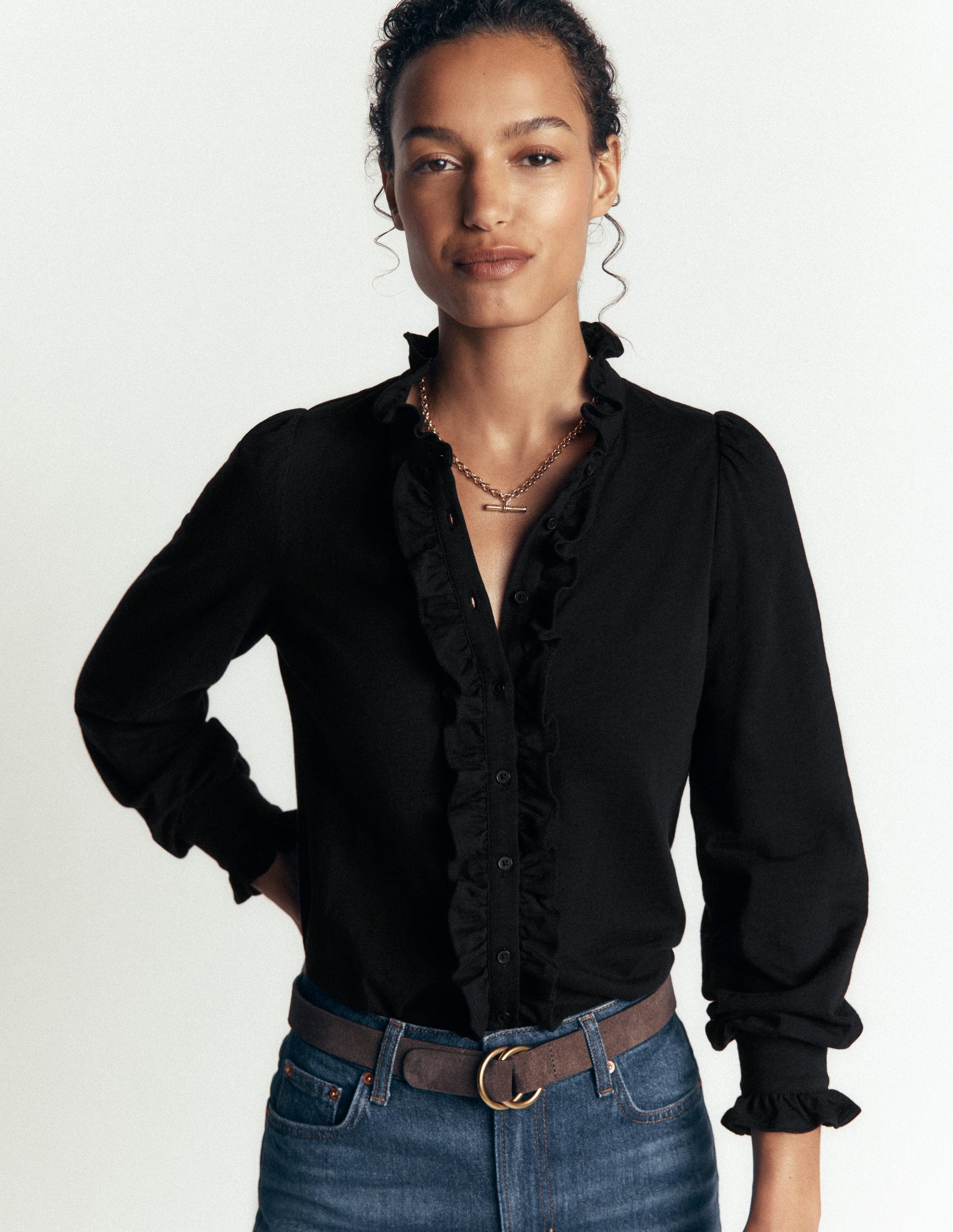 Mega Frill Blouse-Black-4