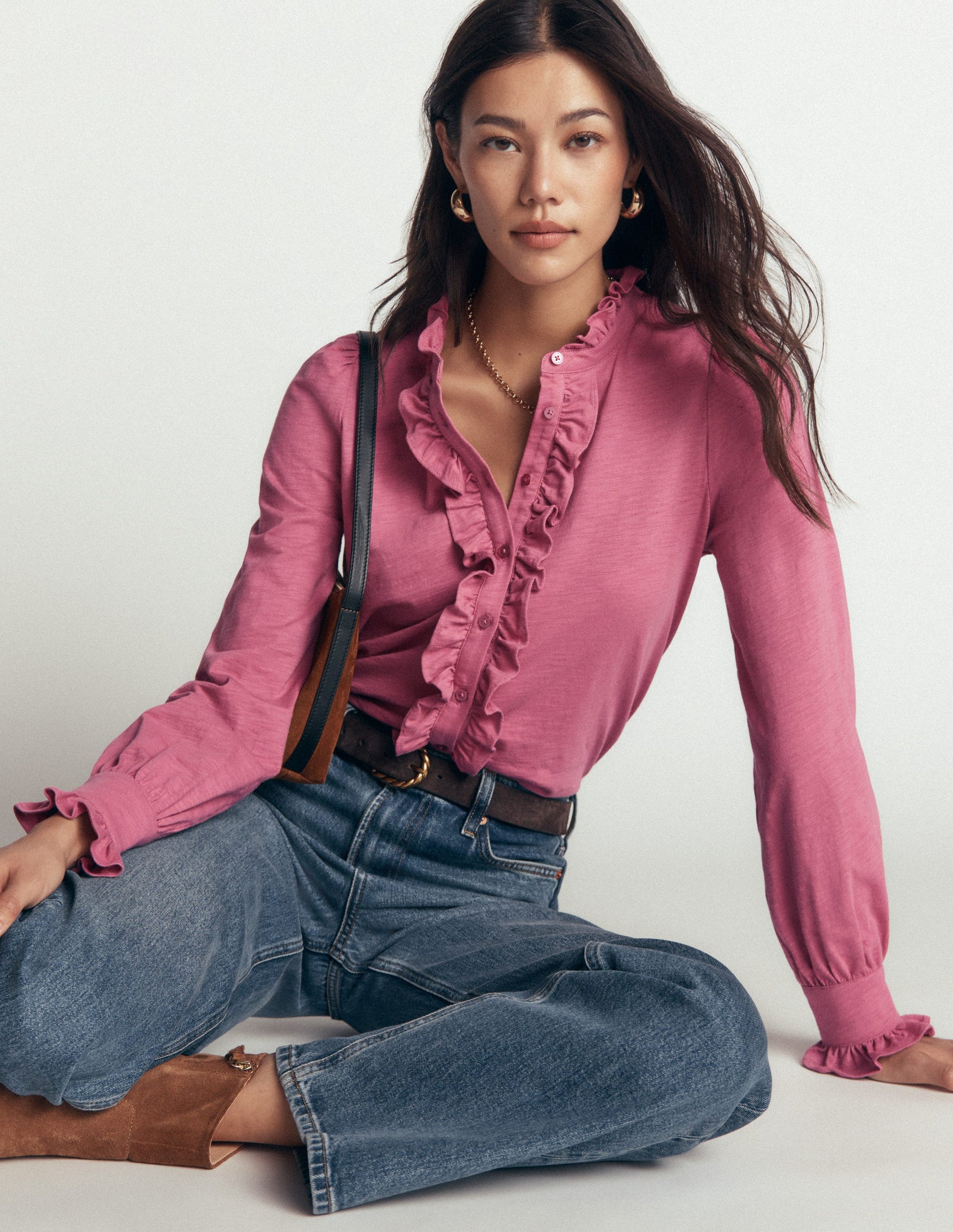 Mega Frill Blouse-Pink Heather-1