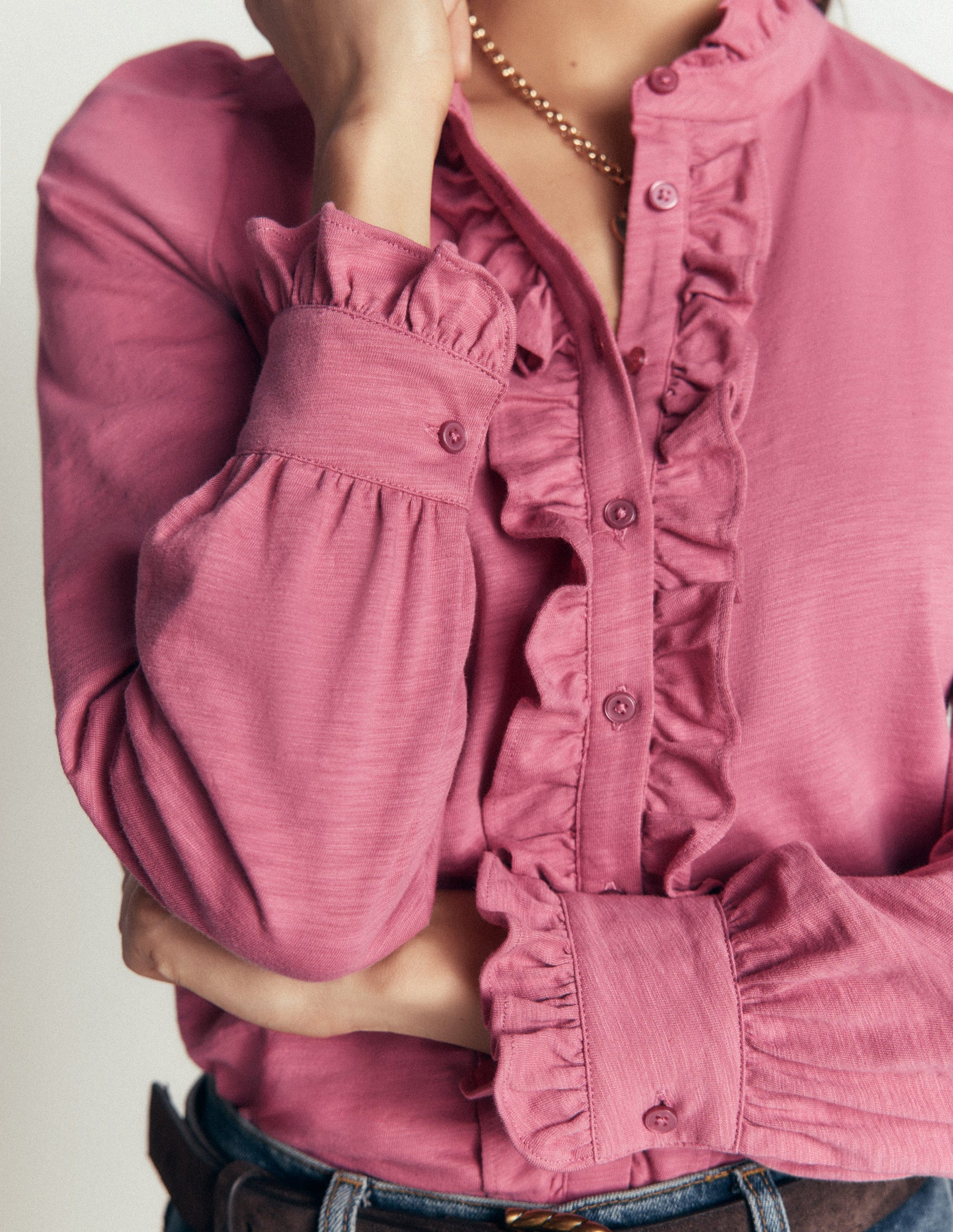 Mega Frill Blouse-Pink Heather-2