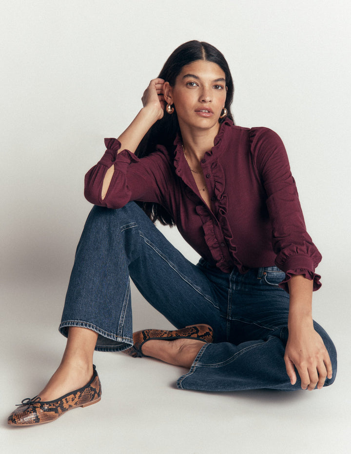 Mega Frill Blouse-Dark Cherry
