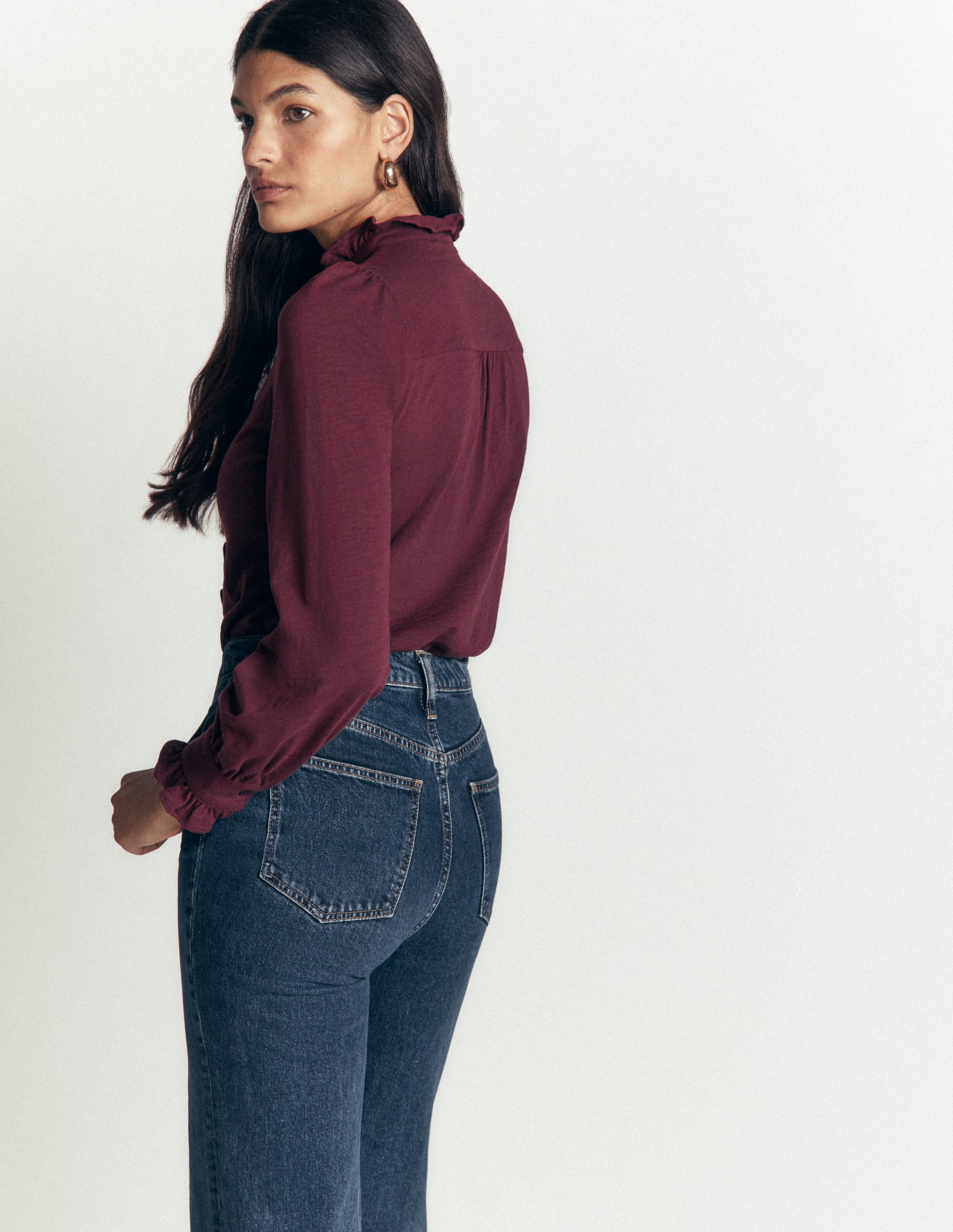 Mega Frill Blouse-Dark Cherry - Image 3