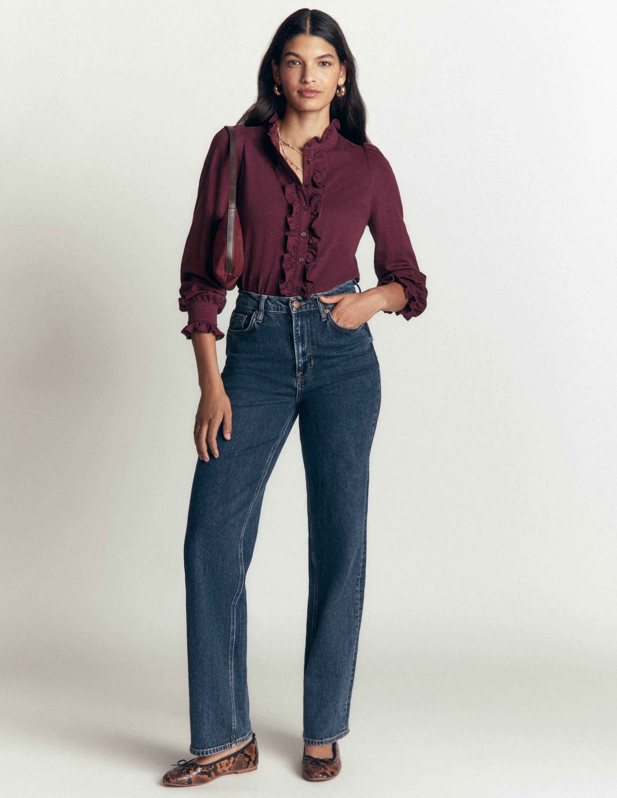 Mega Frill Blouse-Dark Cherry - Image 4
