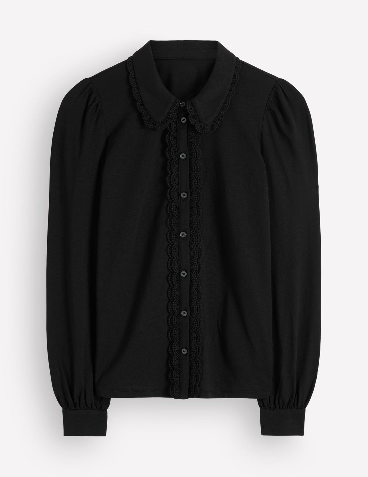 Lace Frill Blouse-Black-5