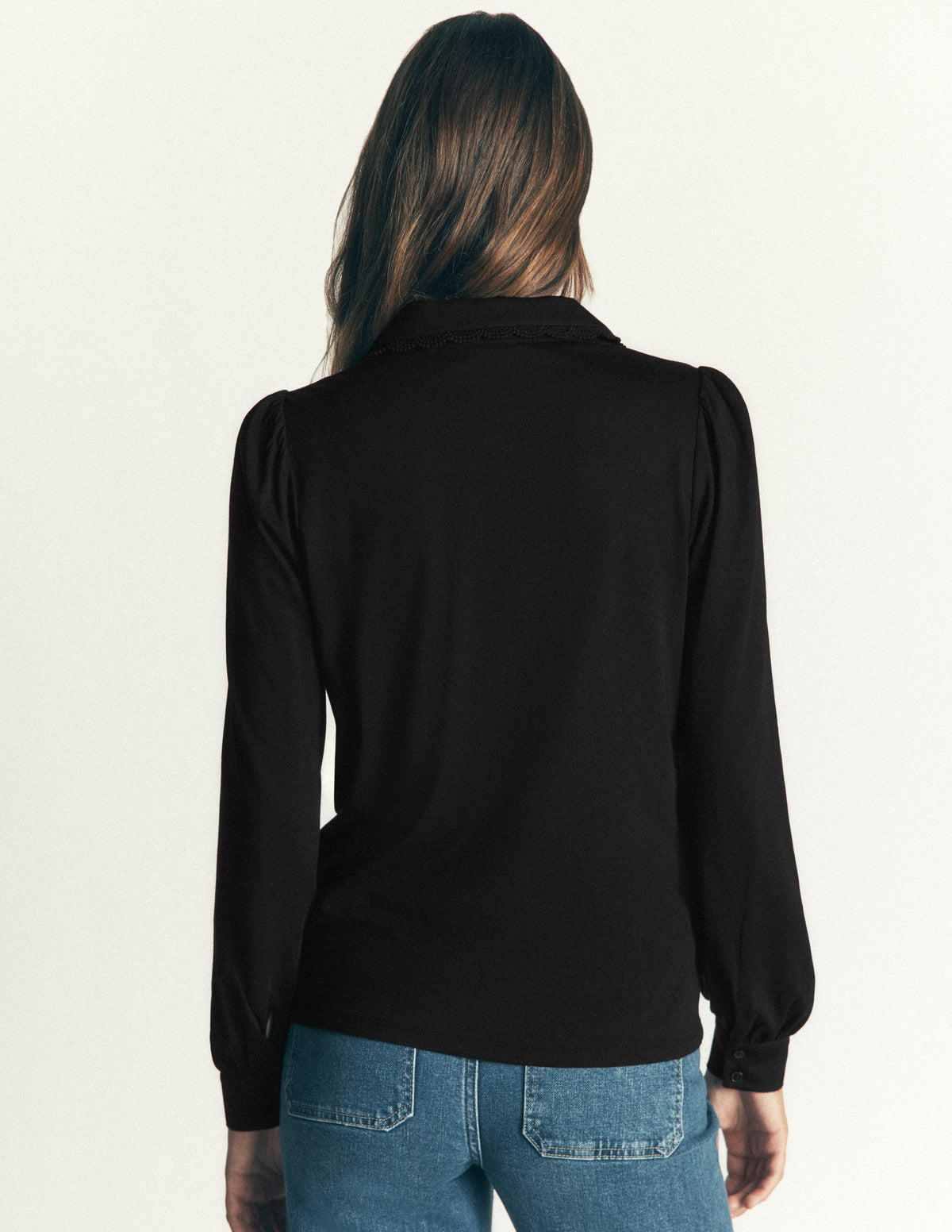 Lace Frill Blouse-Black-3