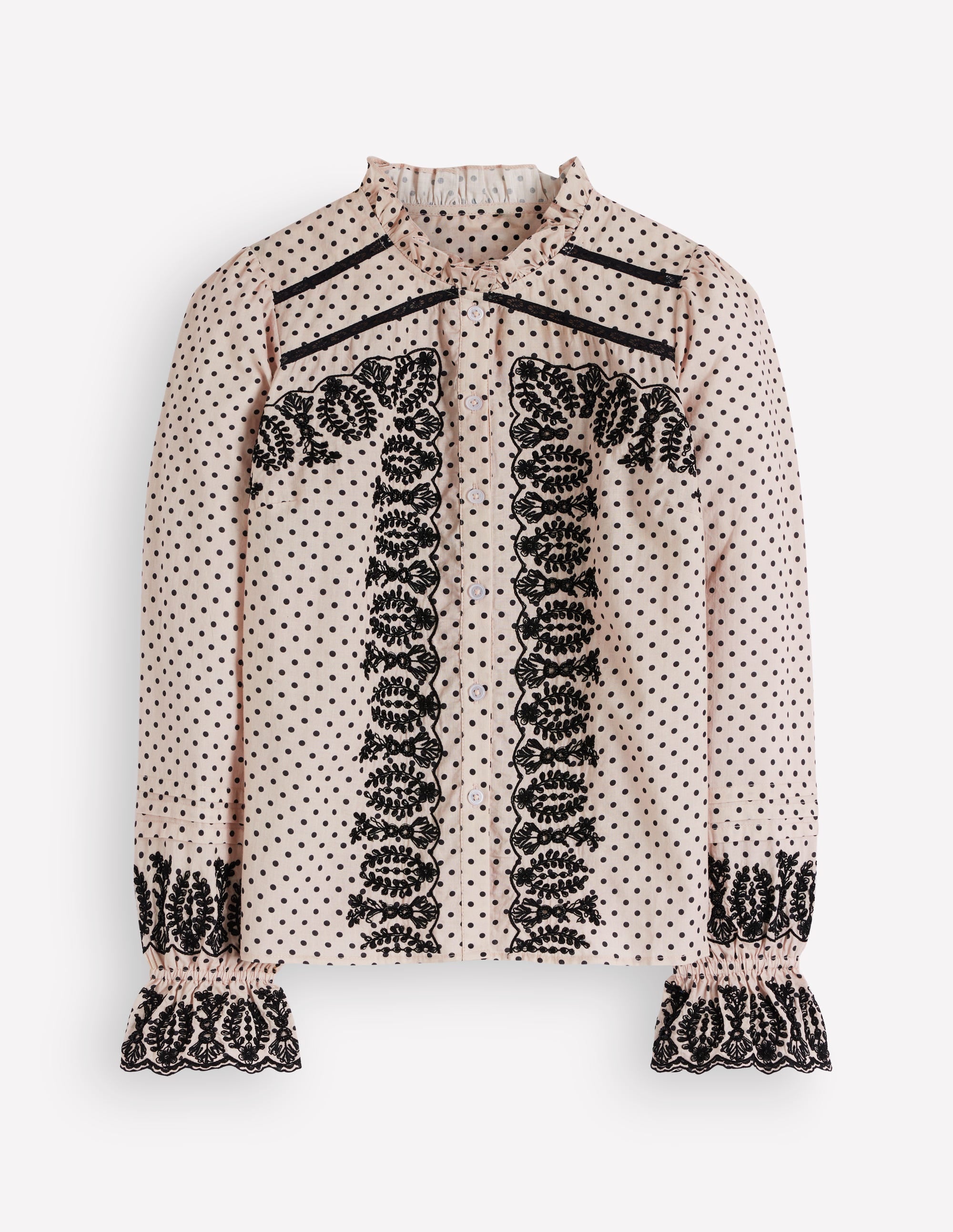 Lace Trim Beaded Cotton Top - Almond Milk, Regular Spot | Boden USA