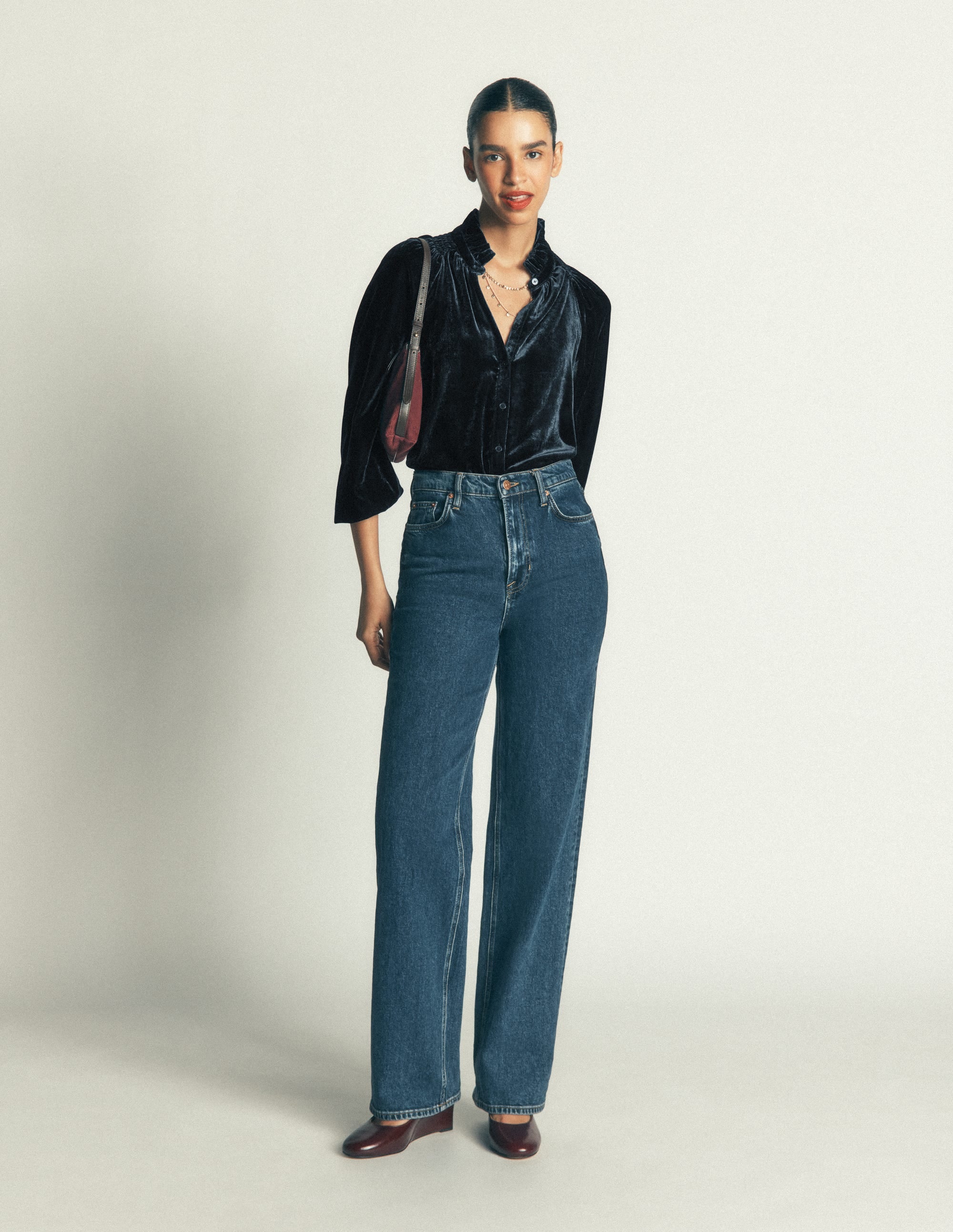 Erica Frill Velvet Top - Teal Ocean | Boden USA