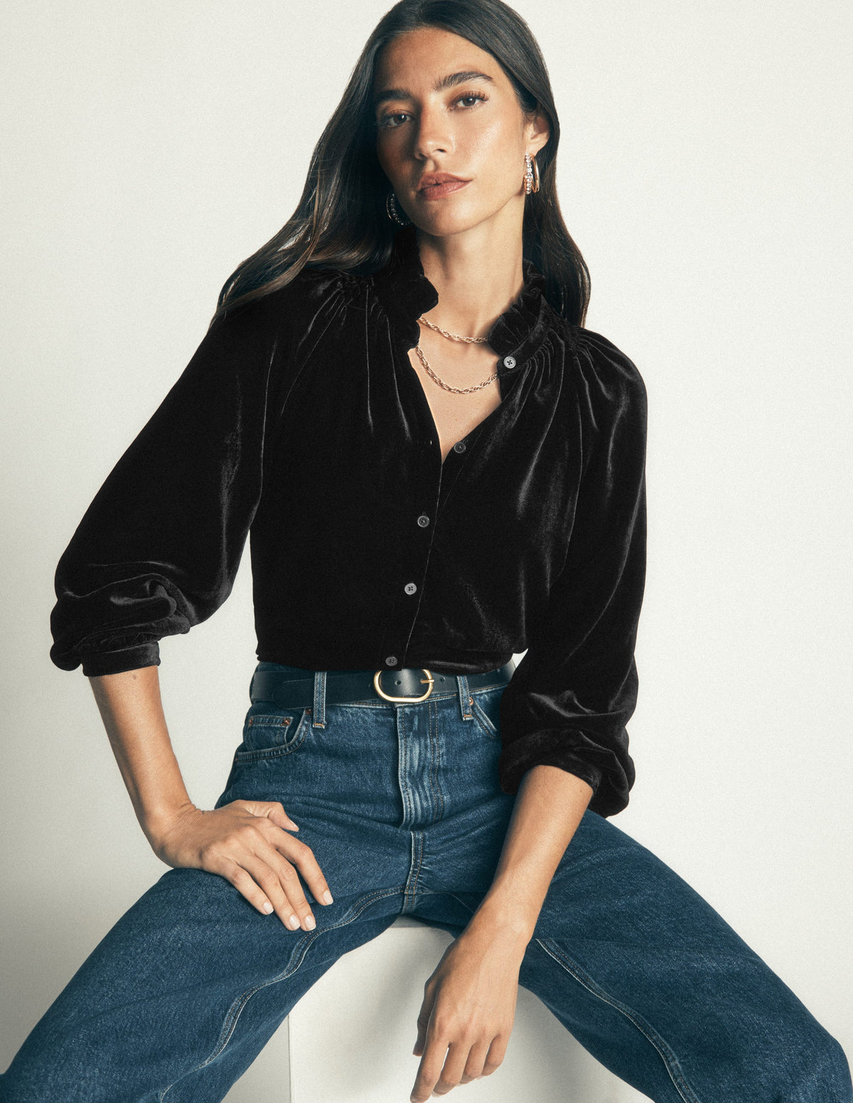 Erica Frill Velvet Top-Black-1