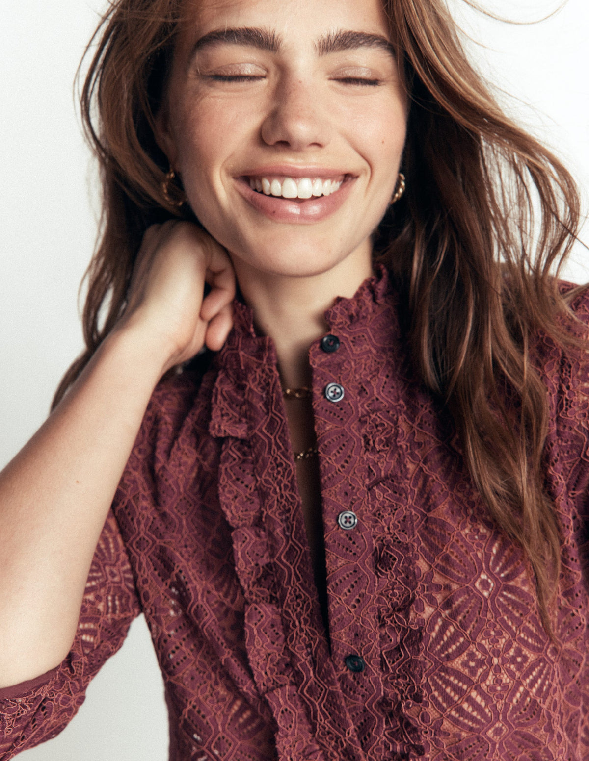 Sienna Frill Lace Shirt-Deep Wisteria - Image 4