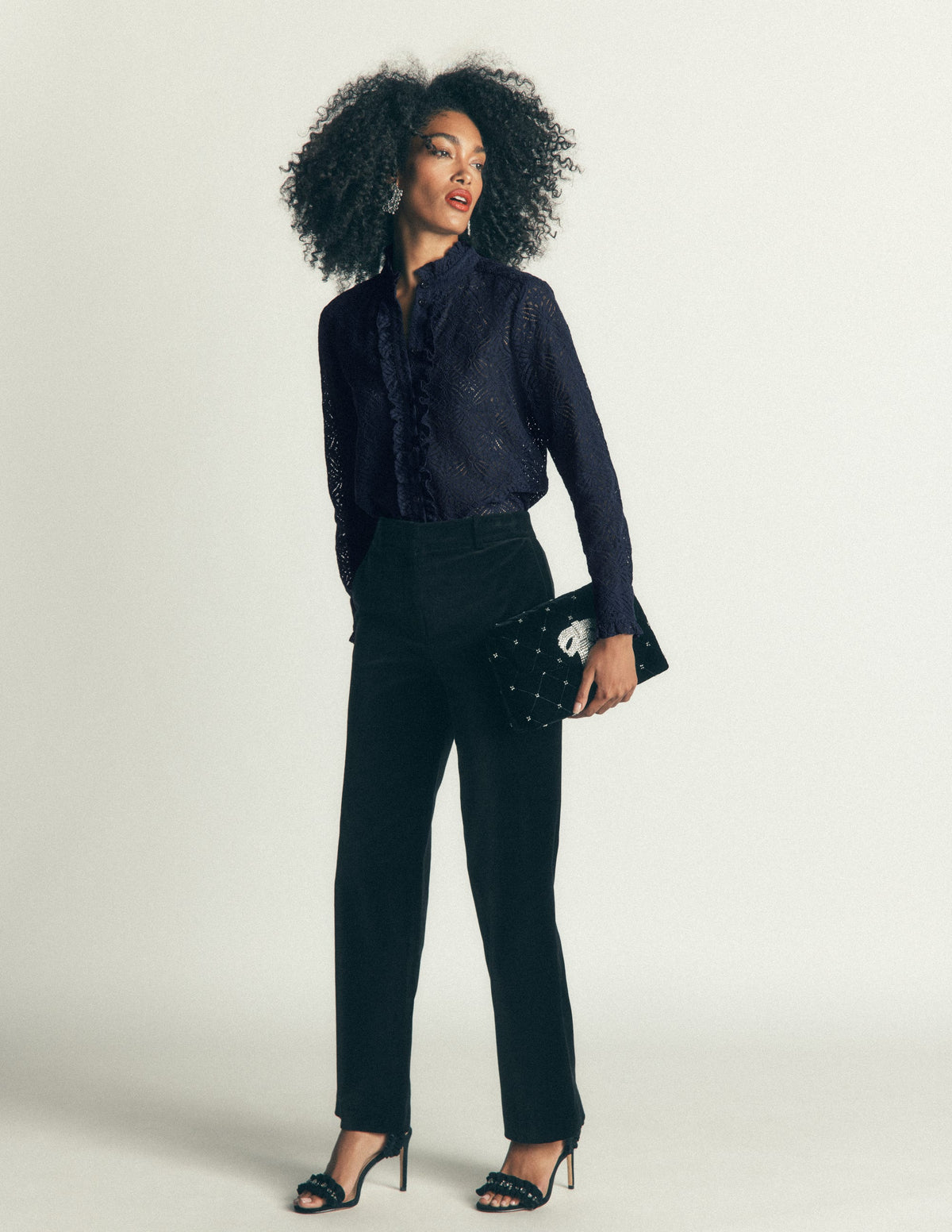 Sienna Frill Lace Shirt-Navy - Image 4