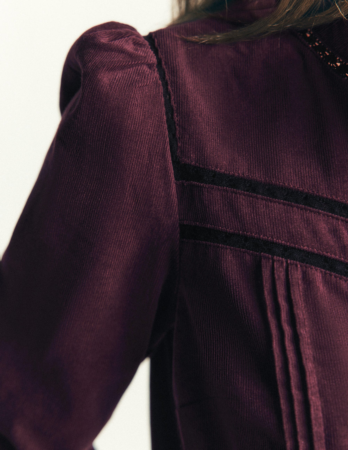 Carmen Lace Trim Cord Top-Dark Cherry - Image 3