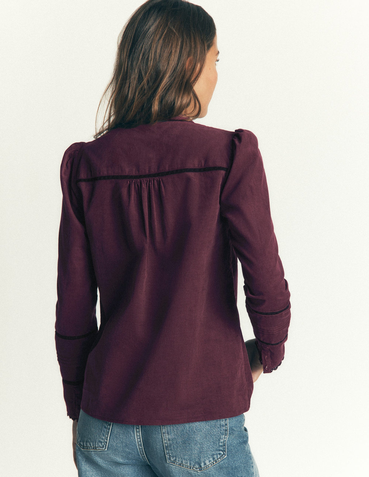 Carmen Lace Trim Cord Top-Dark Cherry - Image 4